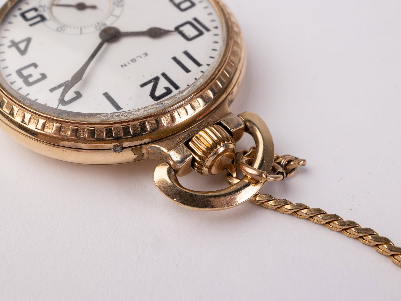 c. 1924 Elgin B.W. Raymond Railroad Pocket Watch w/ Simmons Chain - 4