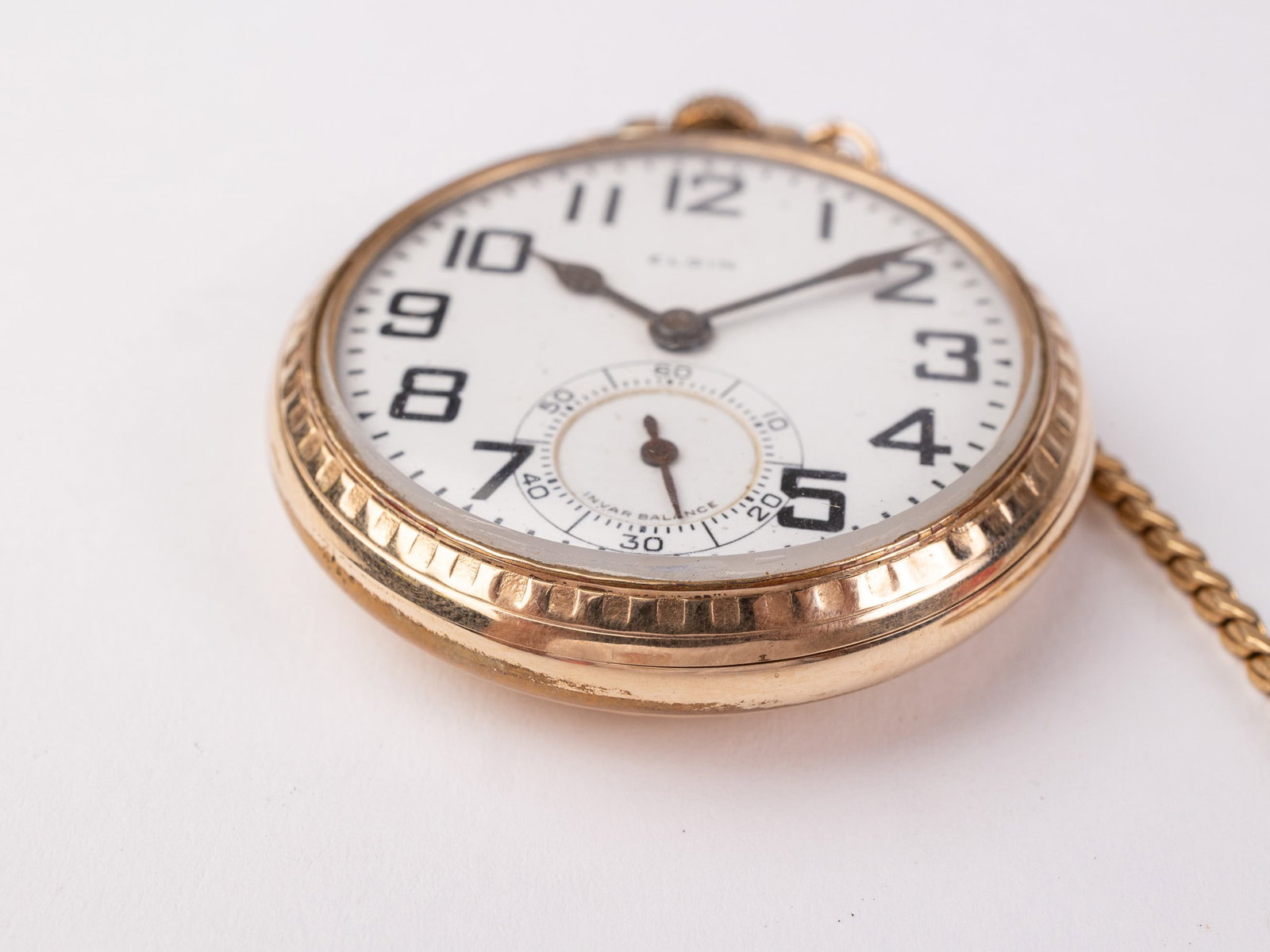 c. 1924 Elgin B.W. Raymond Railroad Pocket Watch w/ Simmons Chain - 5
