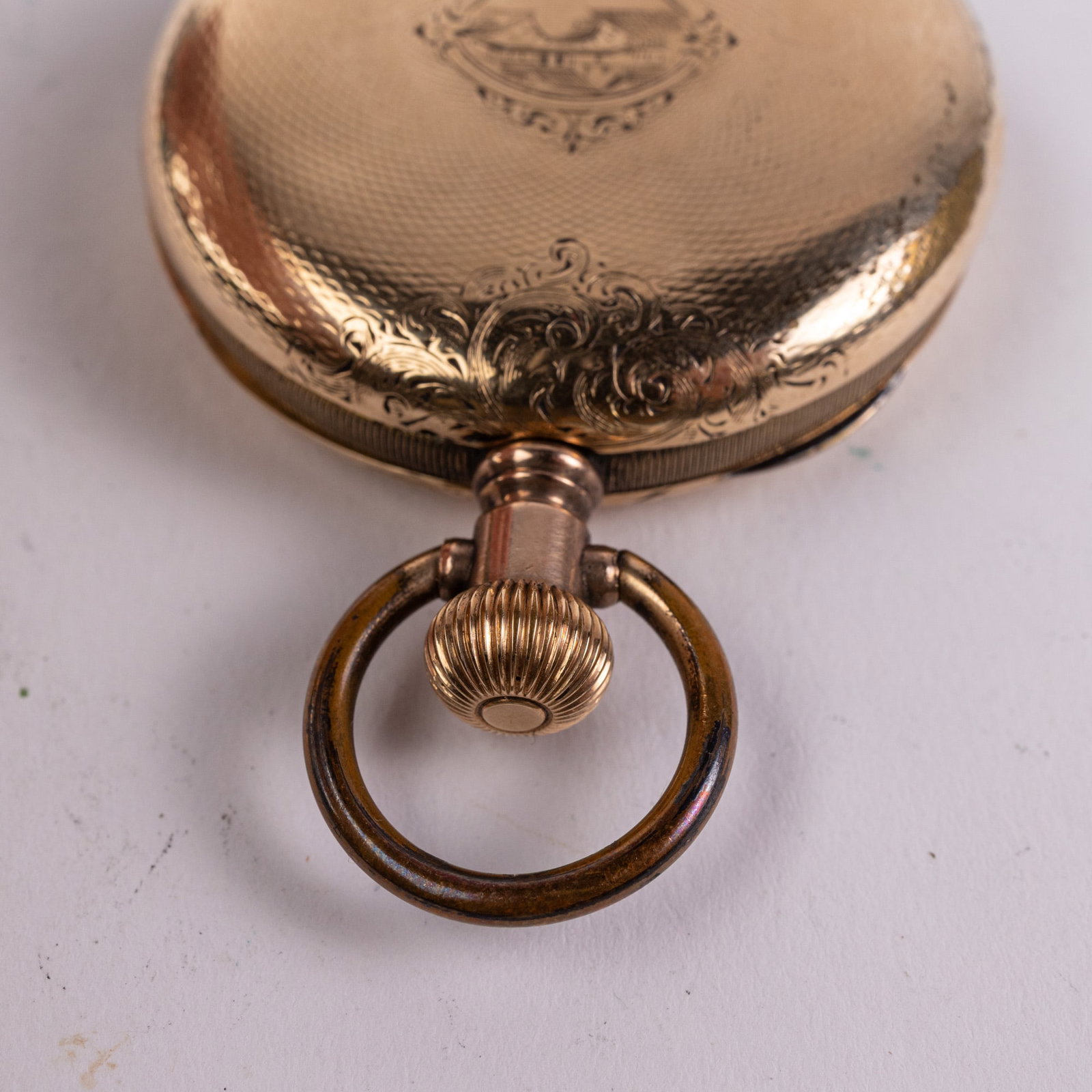 Antique Watch Case with Etched Village Motif - 2