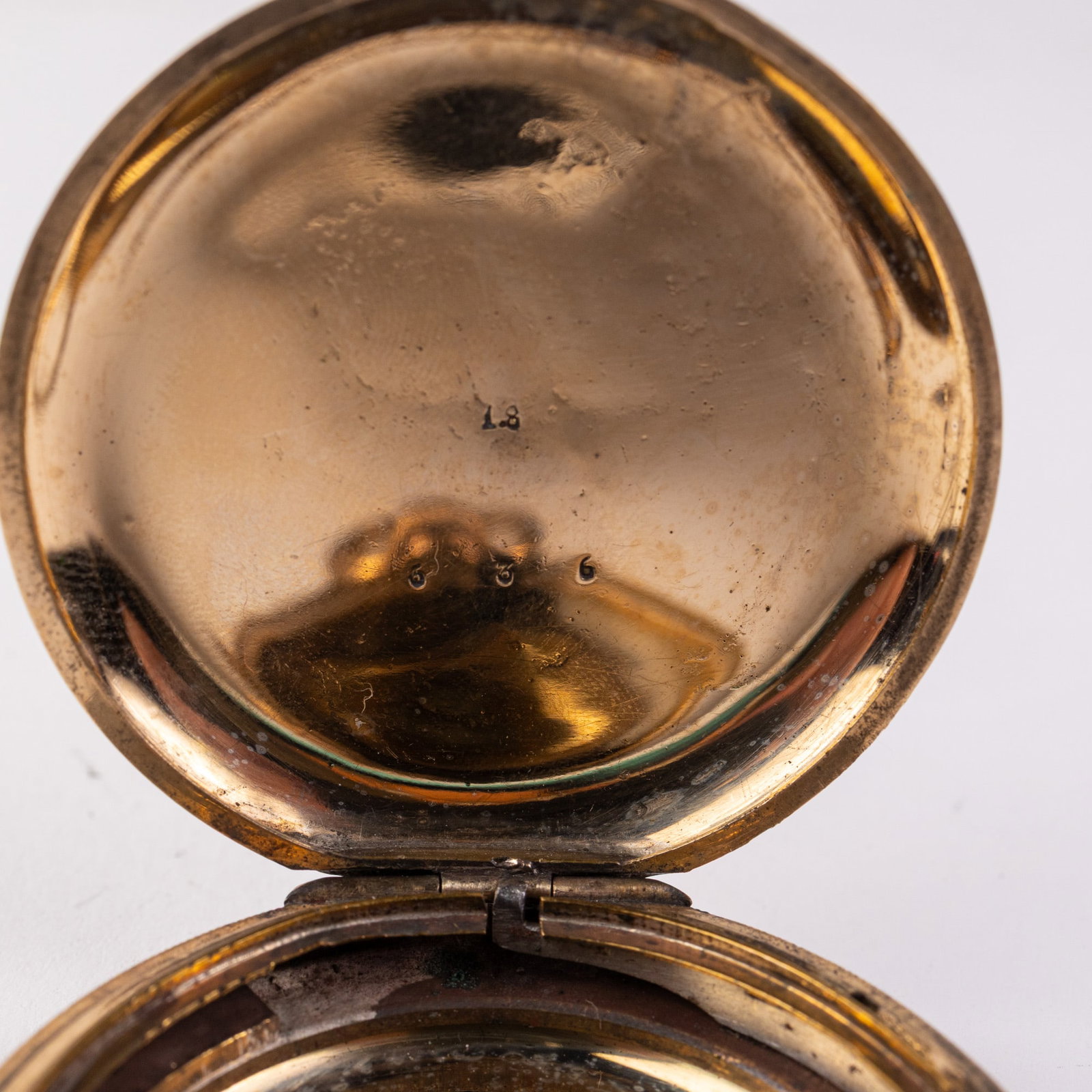 Antique Watch Case with Etched Village Motif - 5