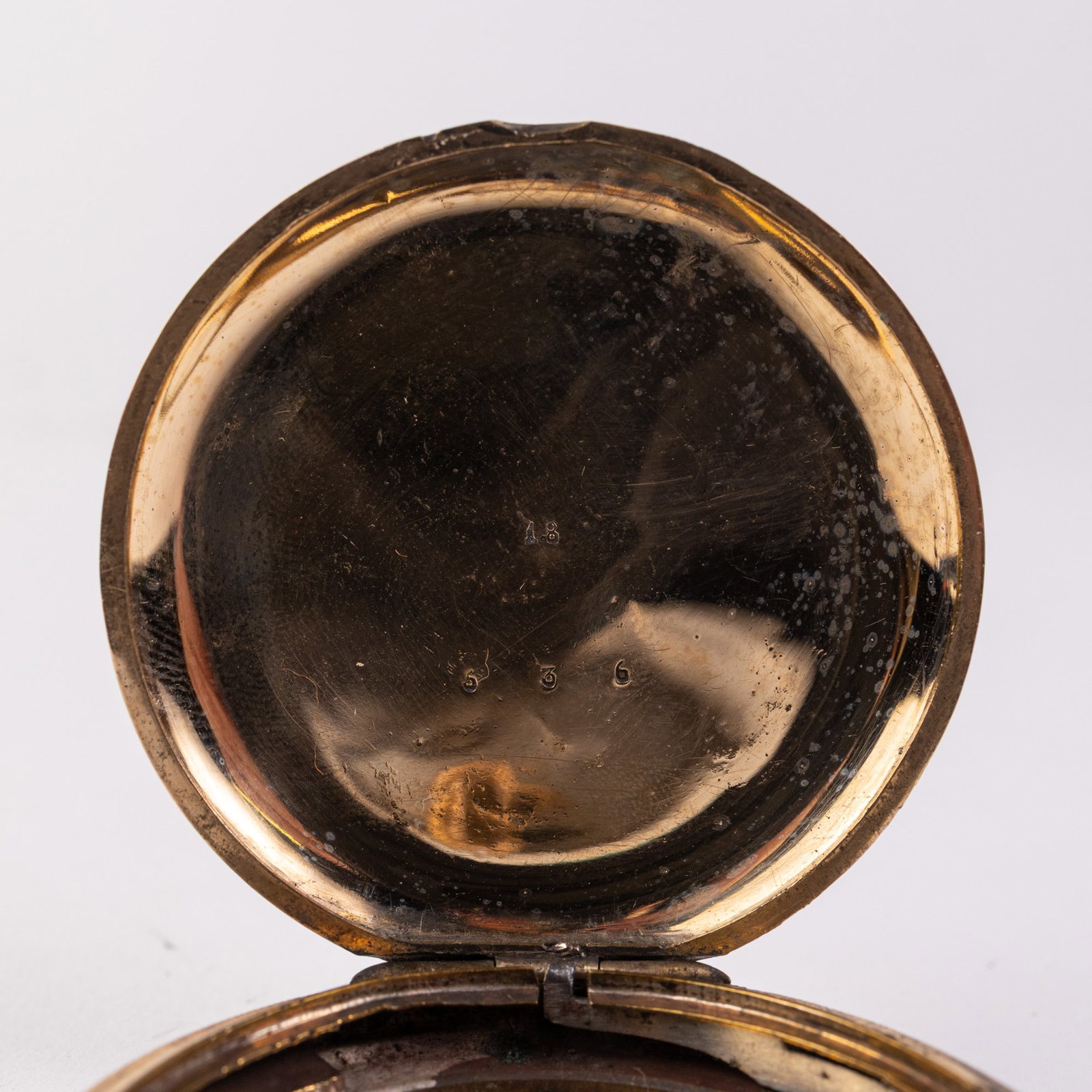Antique Watch Case with Etched Village Motif - 6