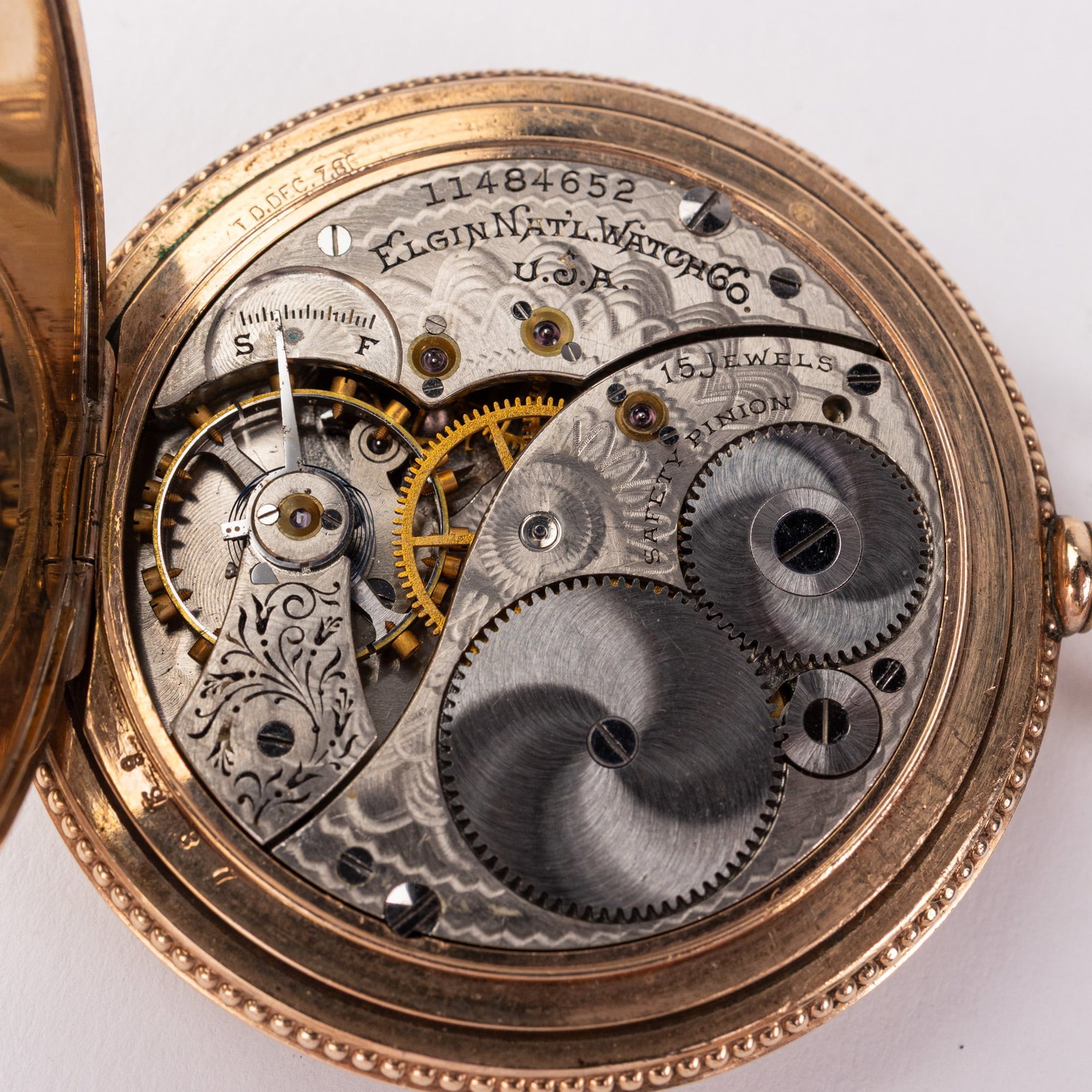 Antique Elgin Safety Pinion Pocket Watch c. 1888 - 9