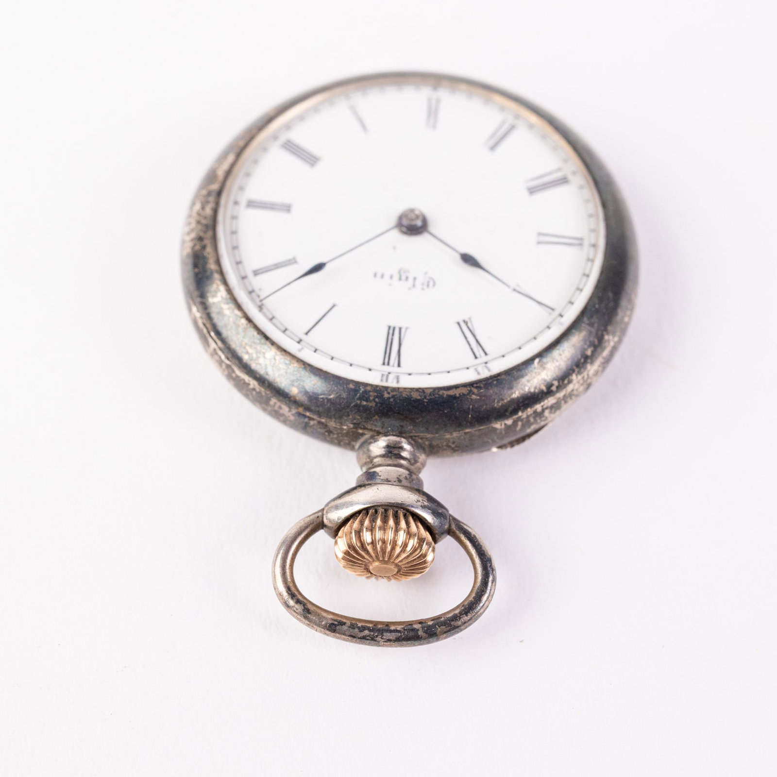 Antique Sterling Silver Elgin Pocket Watch - 2