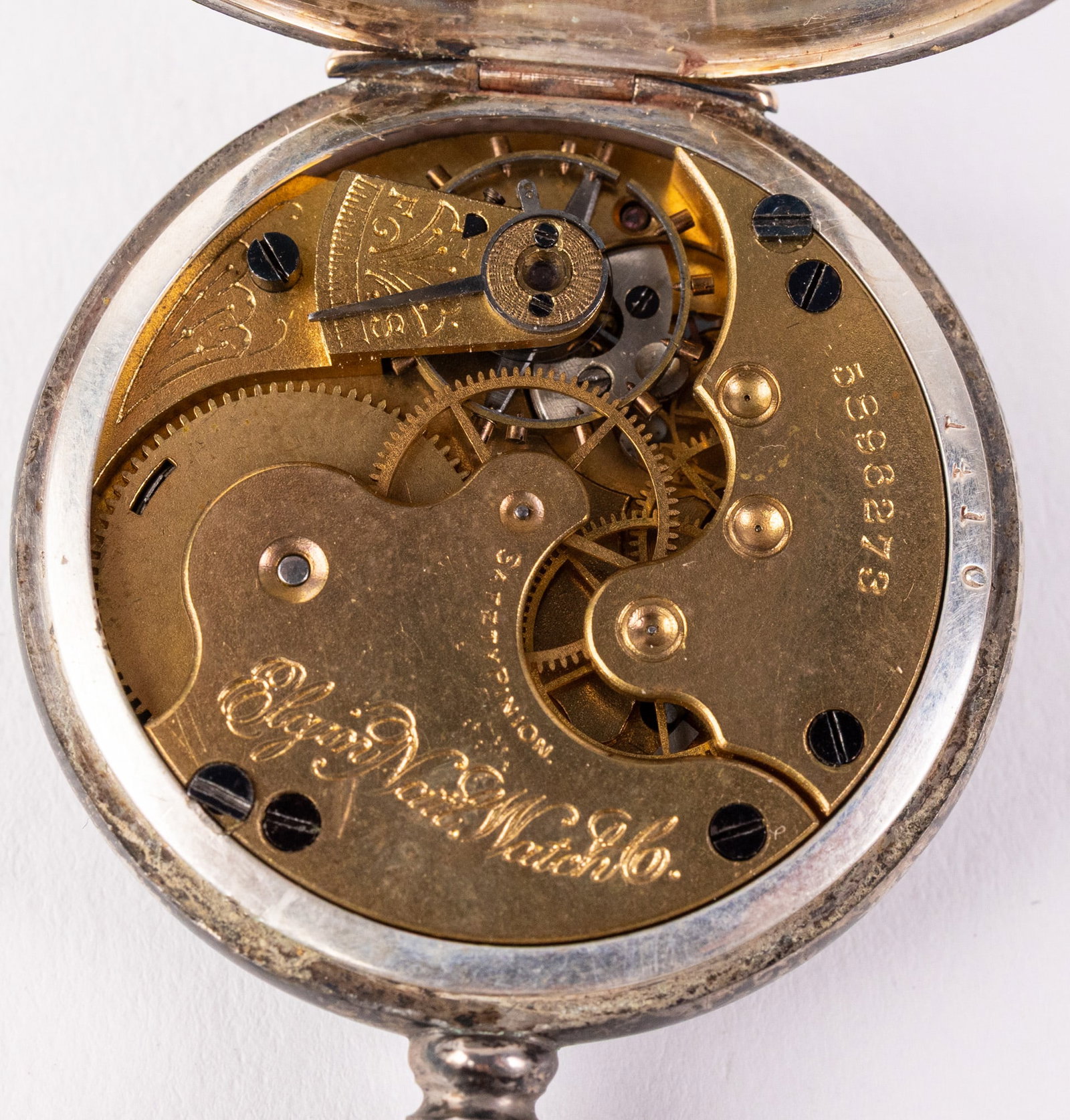 Antique Sterling Silver Elgin Pocket Watch - 4