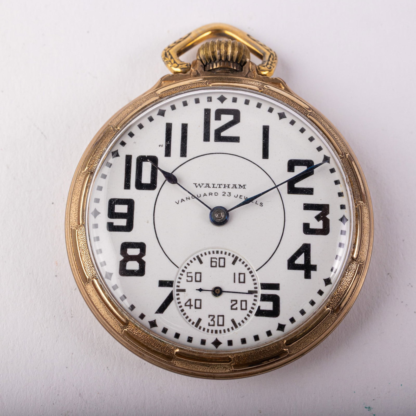 Waltham Railroad Grade Vanguard Pocket Watch: 23 Jewels, case marked 900140, serial number 29379784, 6 positions, marked 10k gold filled Size 16/s [movement] Literature Brooks Auction – Online Auction Terms & Conditions Contact: (856)