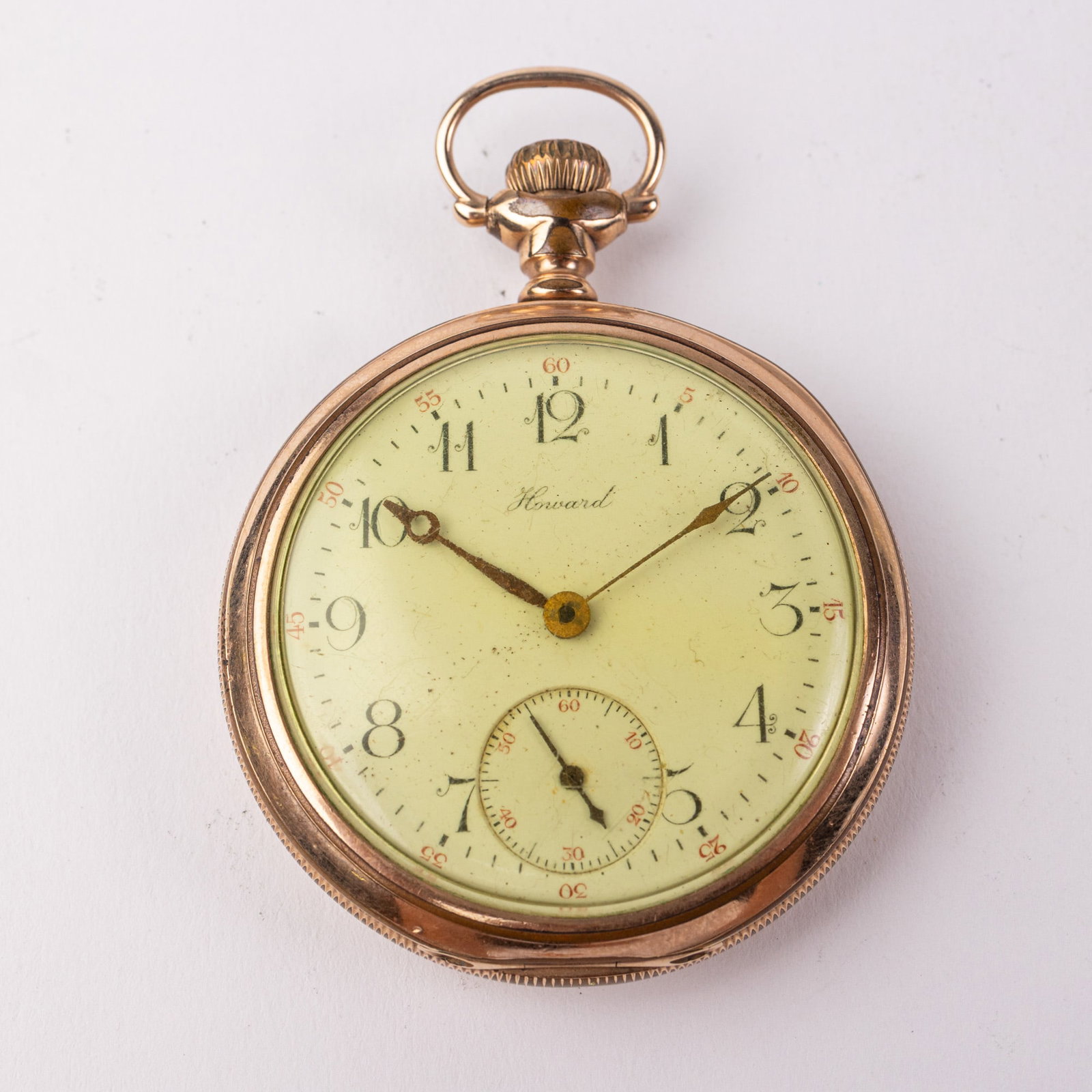 c. 1912 Howard Open Face Pocket Watch: The inner caseback is marked "C.W.C. Co Trademark 1953906" & "Warranted Crescent 25 Years". The estimated year of production is 1912. 17 Jewels. The movement is marked "E. Howard Watch Co. Boston,