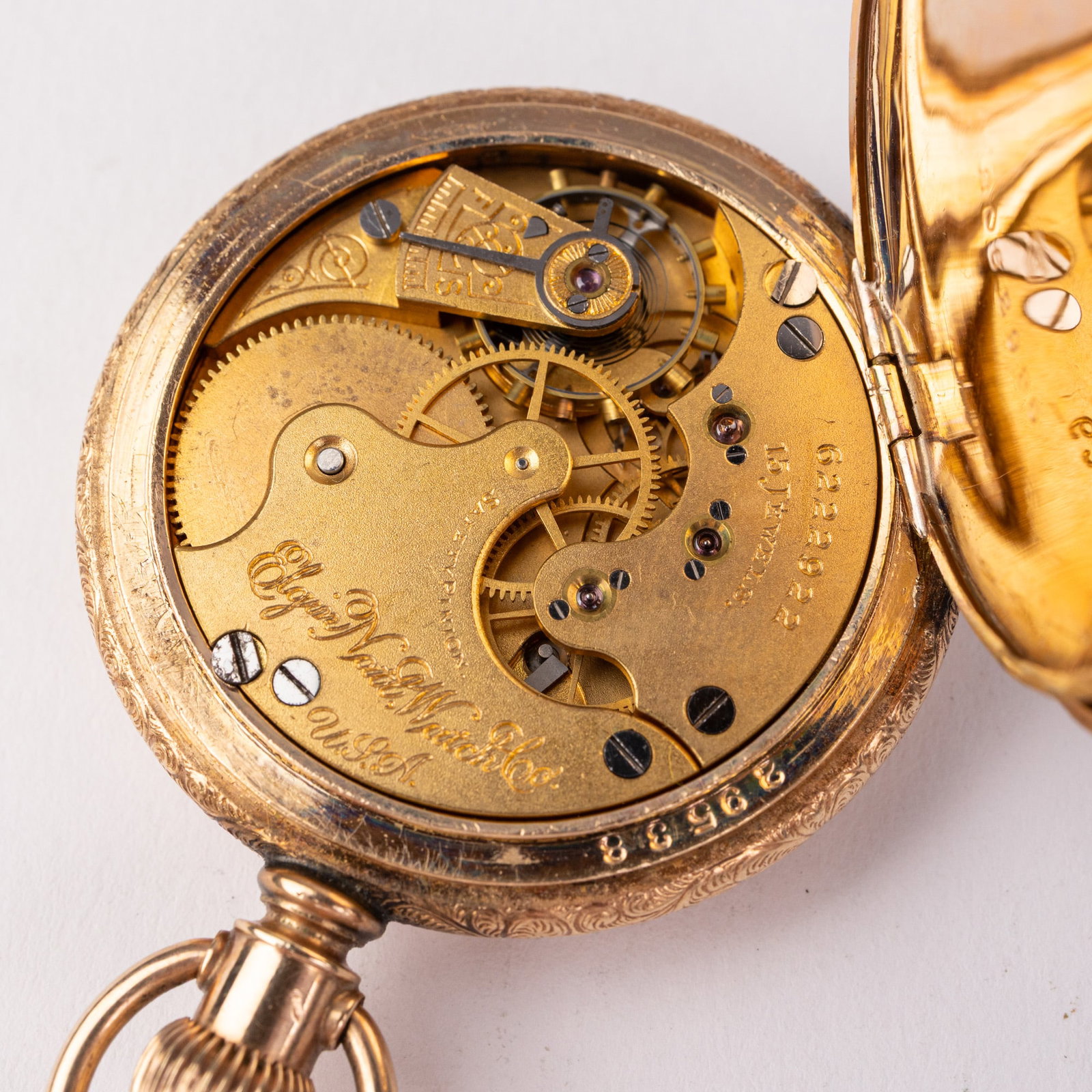 Antique Elgin Violet Motif Safety Pinion Pocket Watch c. 1895 - 10