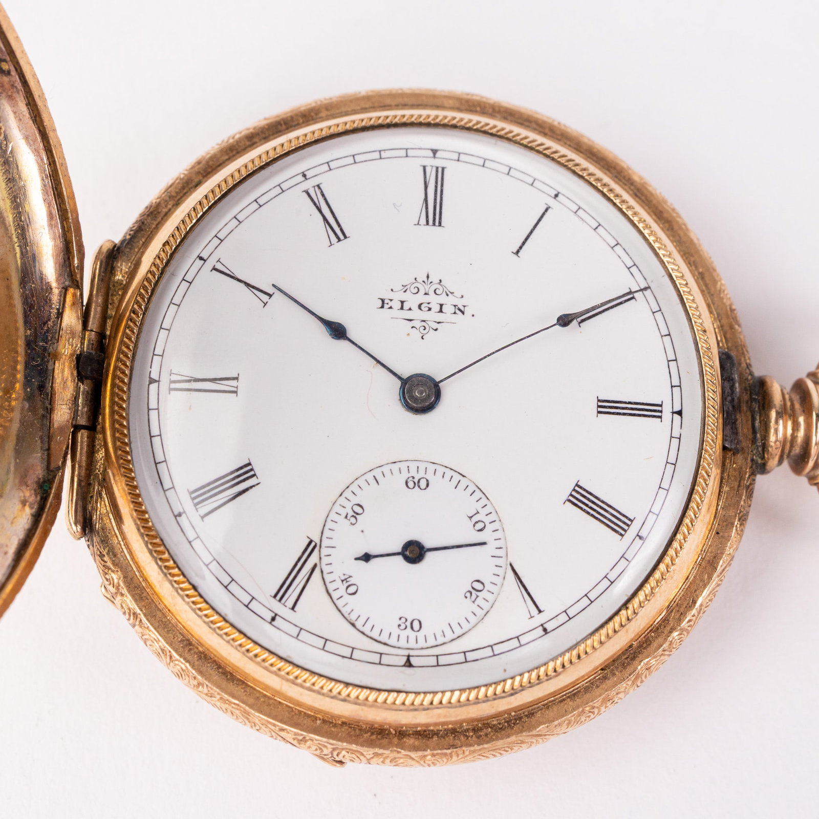 Antique Elgin Violet Motif Safety Pinion Pocket Watch c. 1895 - 2