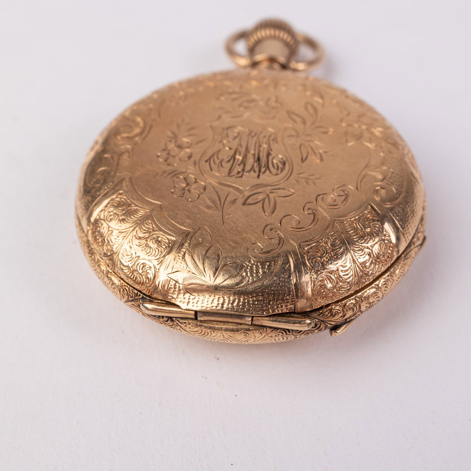 Antique Elgin Violet Motif Safety Pinion Pocket Watch c. 1895 - 5