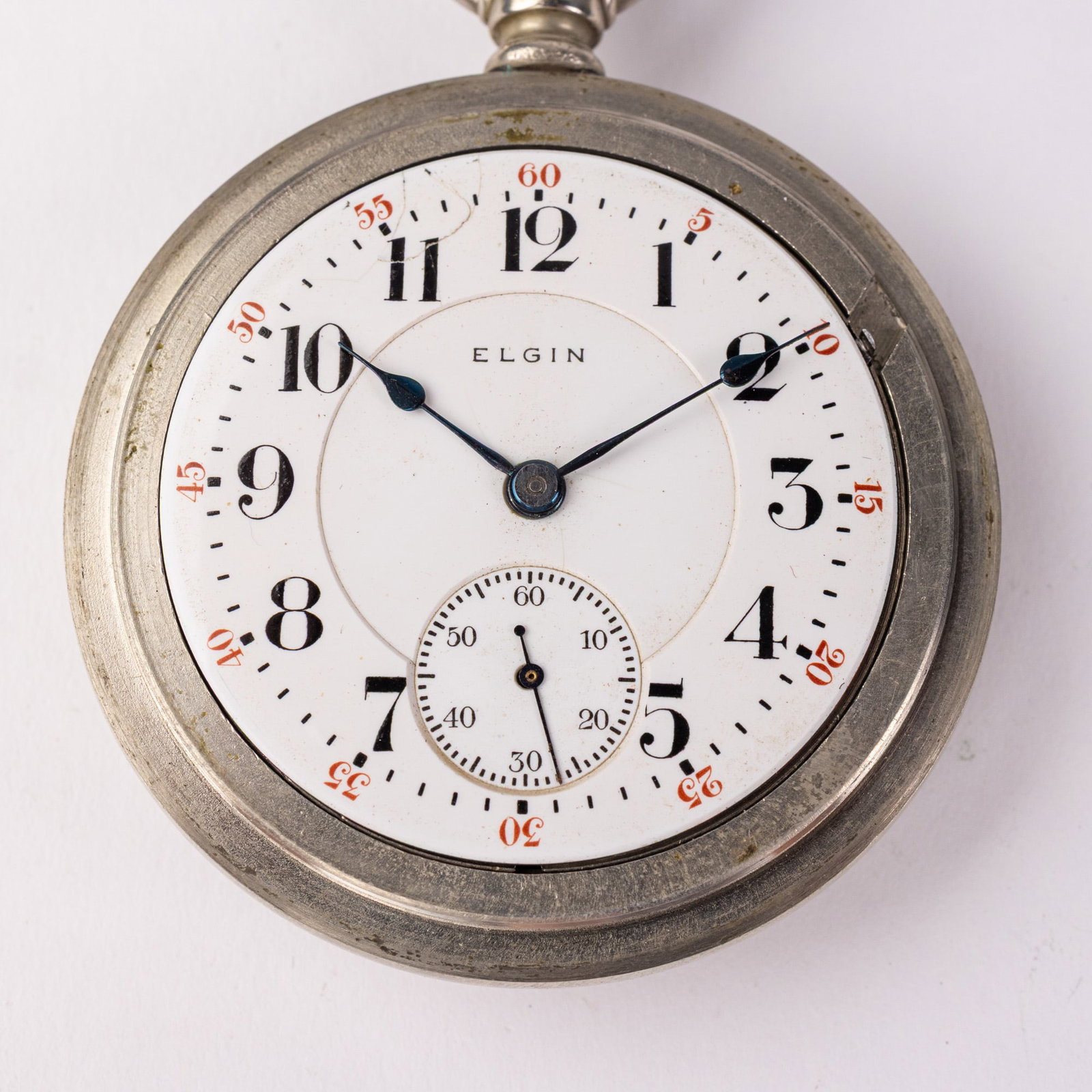 Antique Locomotive Motif B.W. Raymond Elgin Pocket Watch - 2
