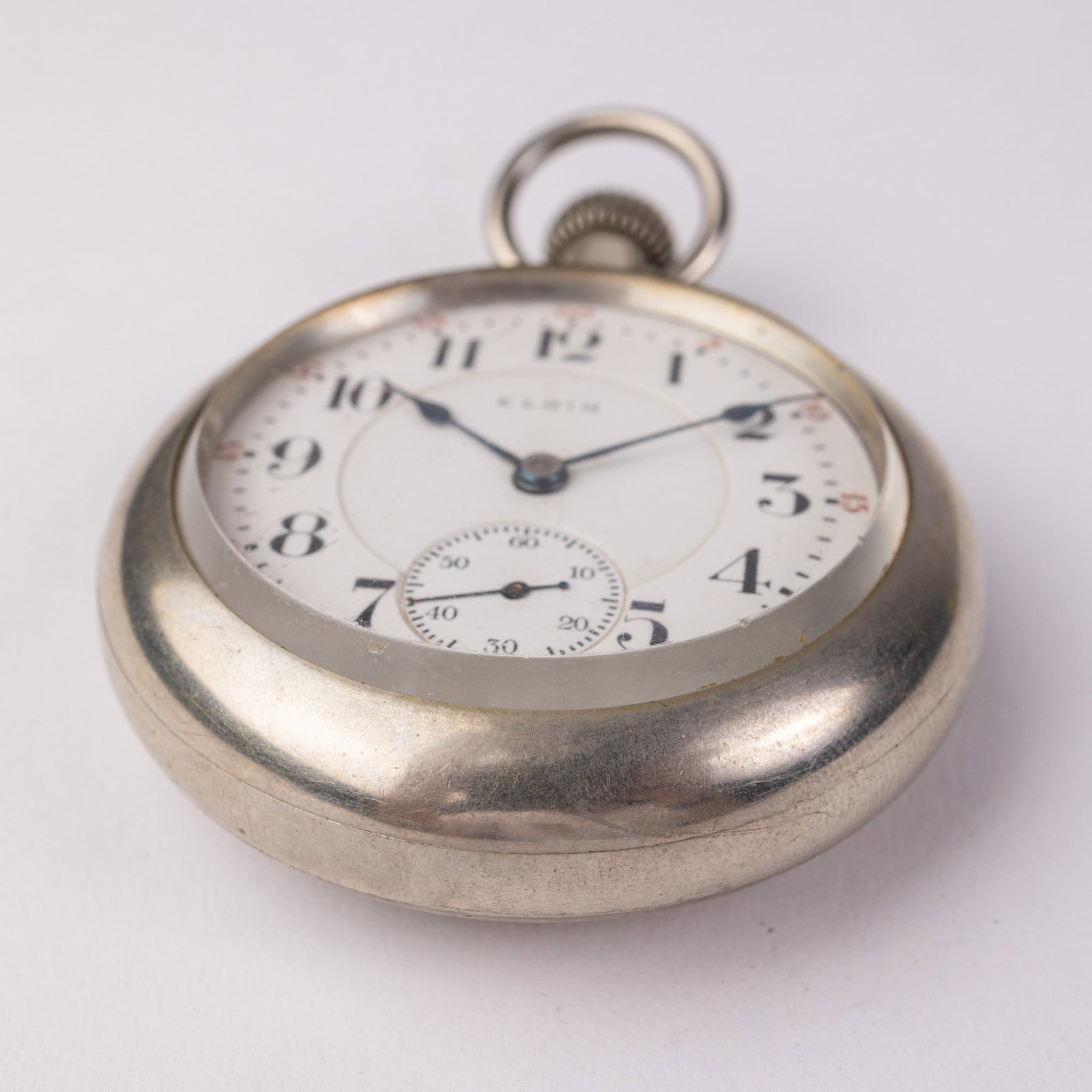 Antique Locomotive Motif B.W. Raymond Elgin Pocket Watch - 3