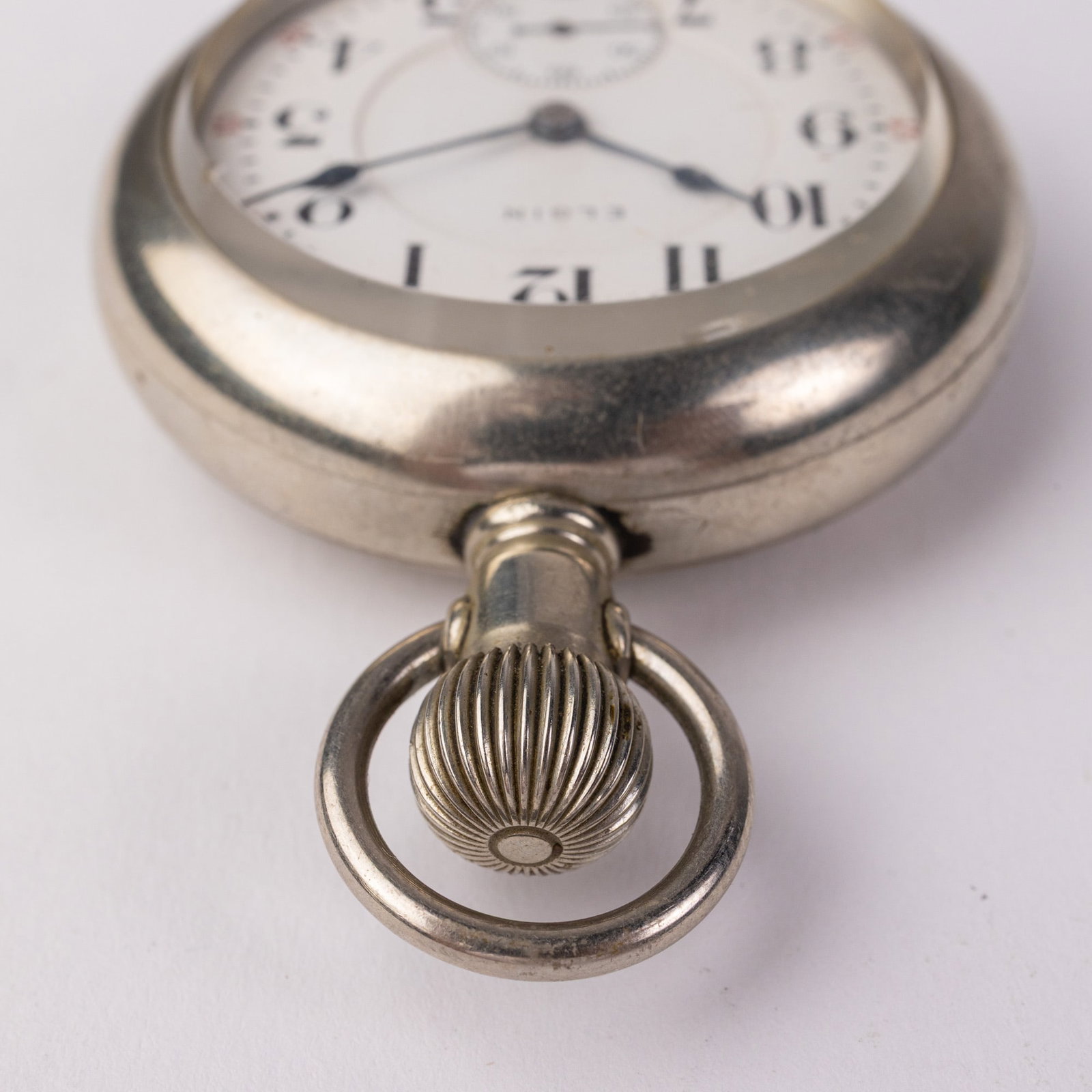 Antique Locomotive Motif B.W. Raymond Elgin Pocket Watch - 4