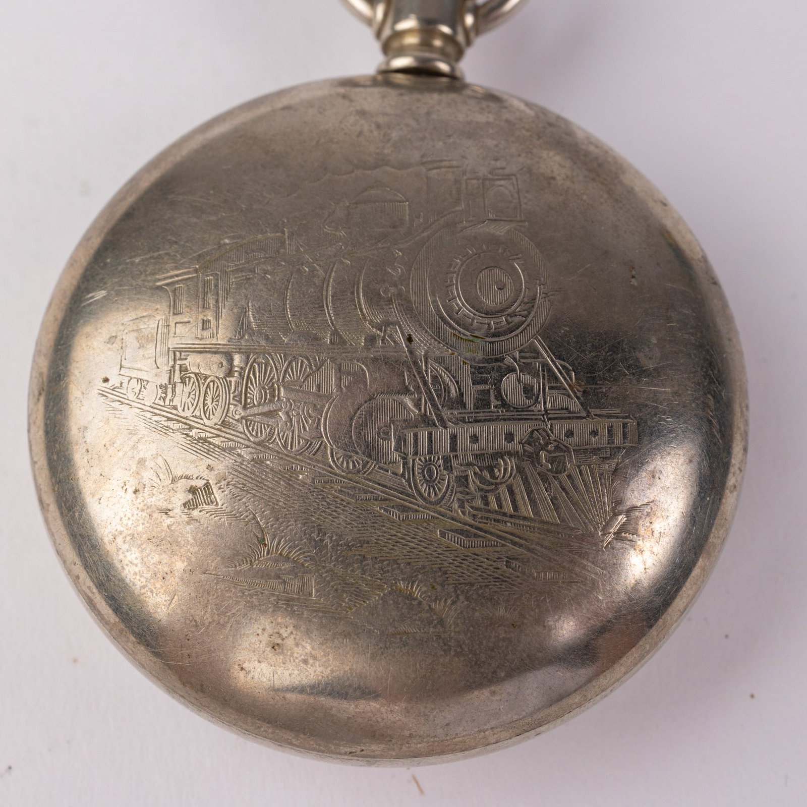 Antique Locomotive Motif B.W. Raymond Elgin Pocket Watch - 5