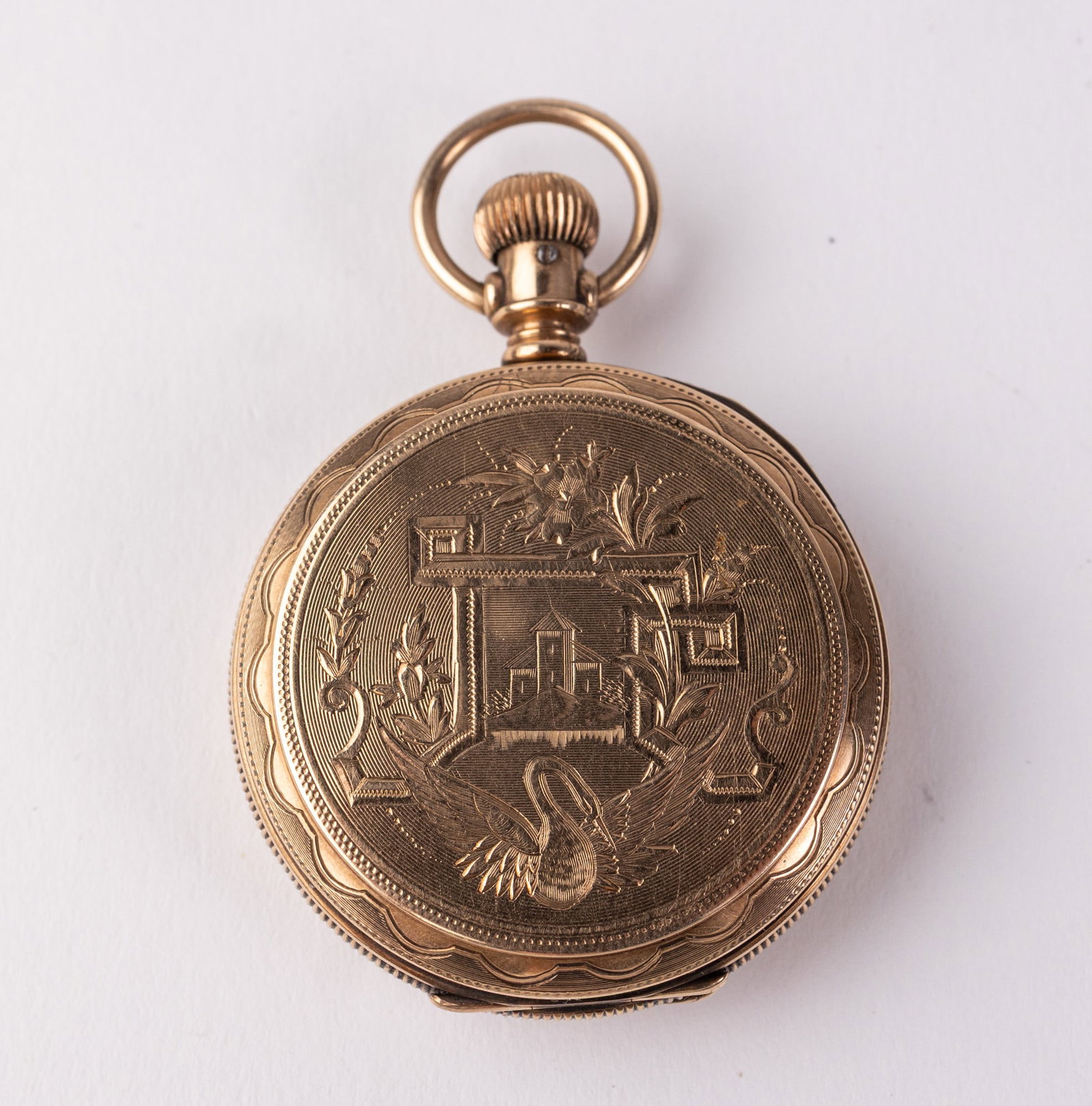 Swan Motif Antique Elgin Pocket Watch c. 1888 - 8