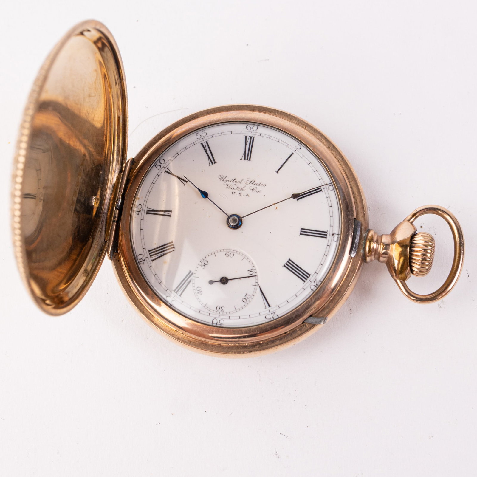 Antique United States Watch Co. Pocket Watch: The outer caseback is marked "866290" w/ a ship helm symbol. The inner caseback is marked "Wadsworth Pilot Guaranteed 20 Years 866290". The movement is marked "U.S. Watch Co. Waltham Mass. A New
