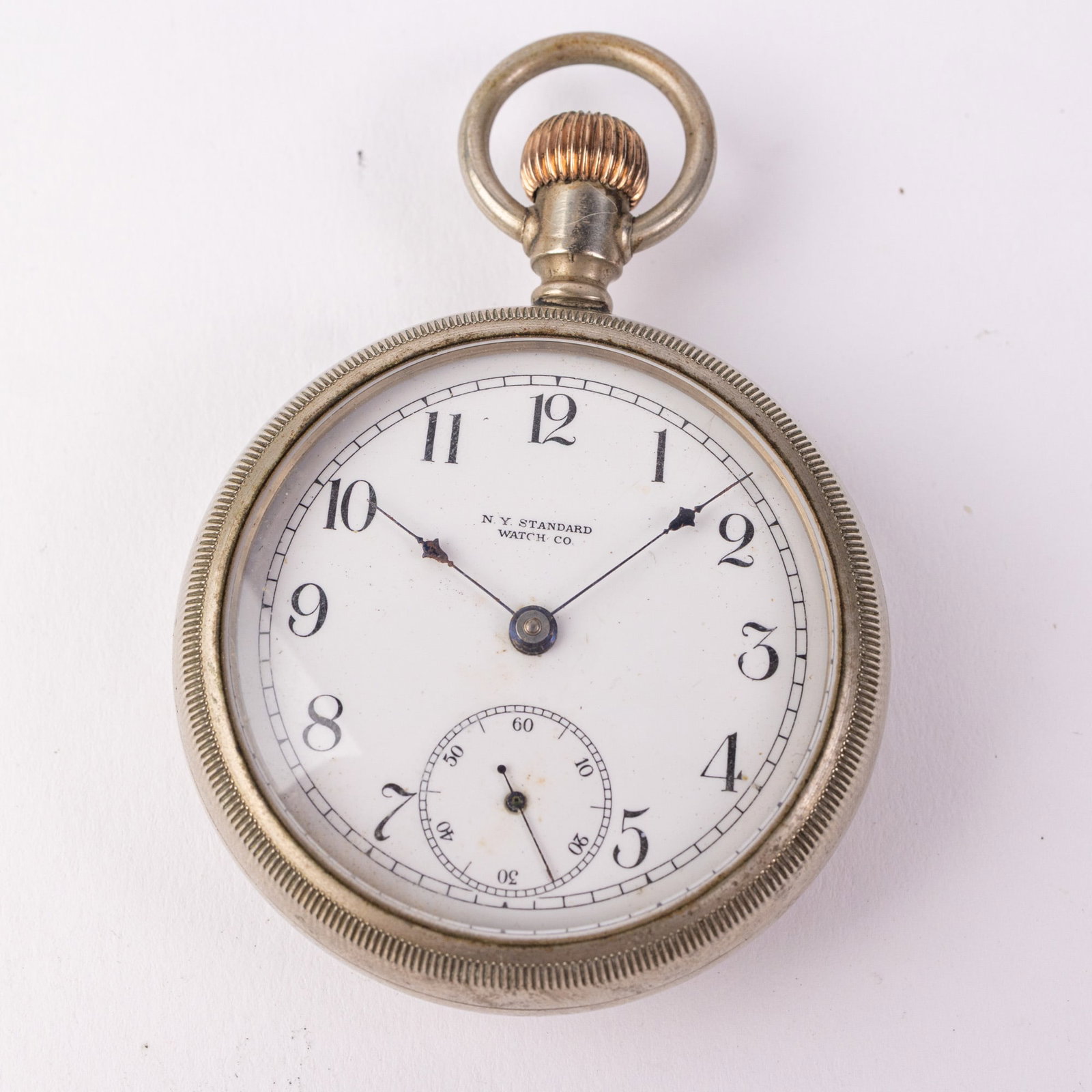 Antique N.Y. Standard Watch Co. Open Face Pocket Watch: The inner caseback is marked "Fahys Oresilver No 1 5295257". The movement is marked "New York Standard Watch Co. U.S.A. Safety Pinion 420951". The dial is marked "N.Y. Standard Watch Co.". Literature