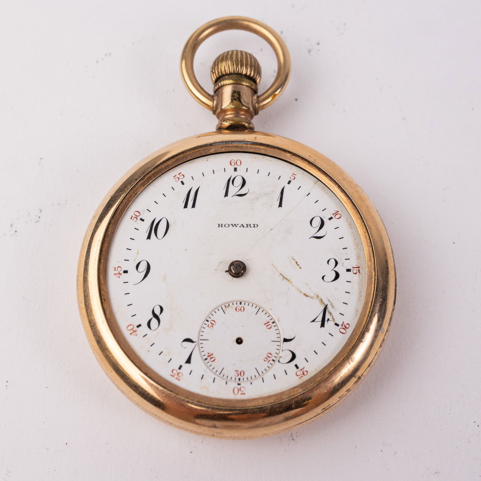 Antique E. Howard Boston Open Face Pocket Watch: 17 Jewels, case marked 5406722, serial number 963673, gold timing screws & jewel. Missing crystal and watch hands. Size 16/s [movement] Literature Brooks Auction – Online Auction Terms &