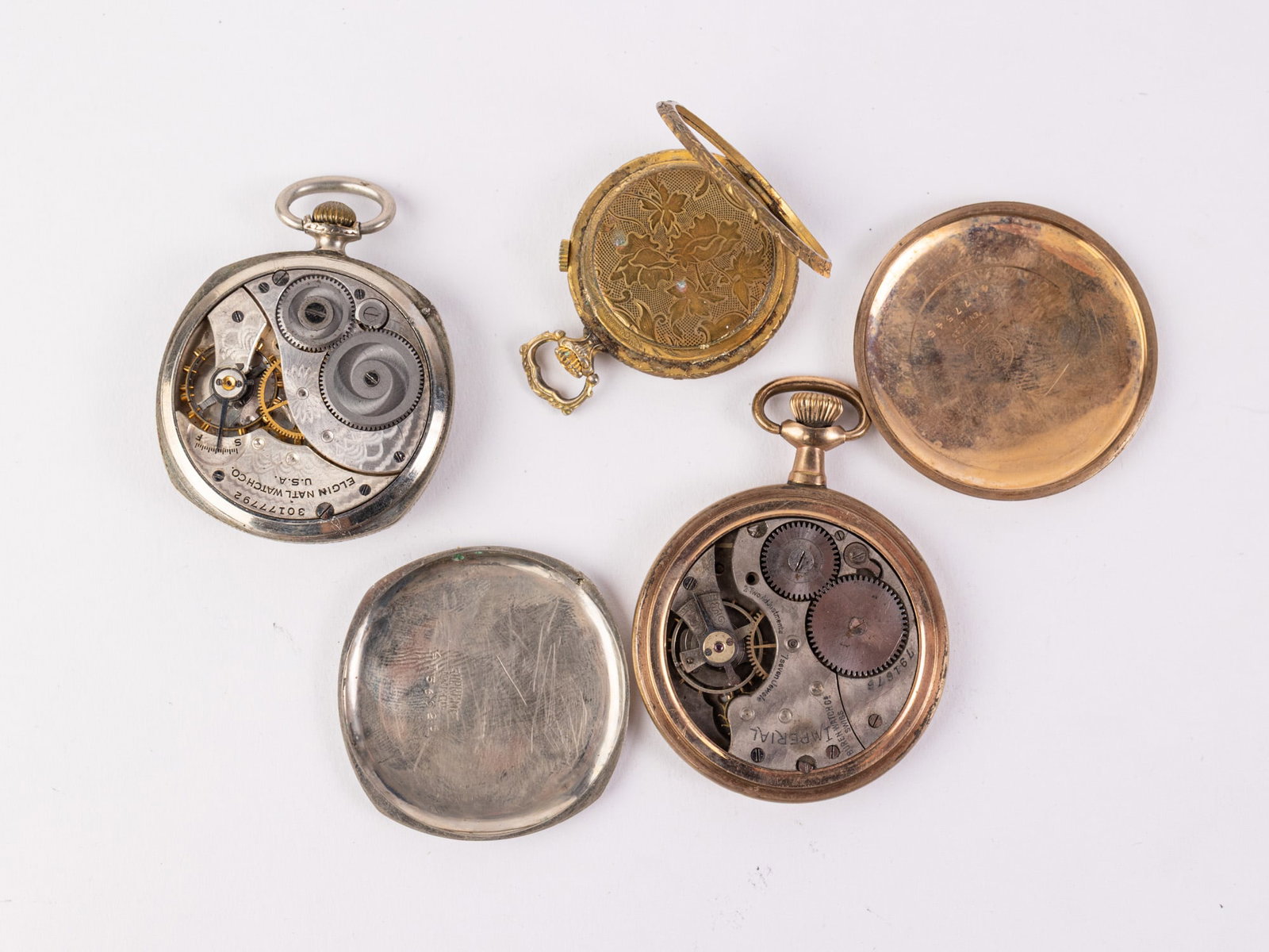 Grouping of Antique Pocket Watches ft. Buren Watch Co. Swiss Movement - 4