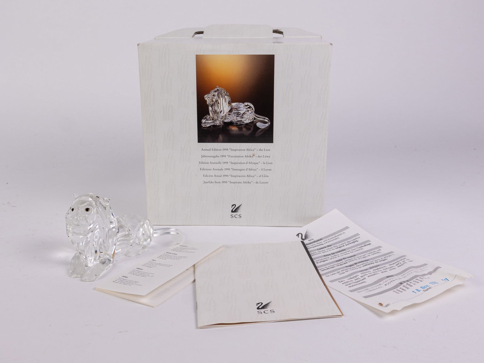 Swarovski "Inspiration Africa" Crystal Lion IOB: Swarovski "Inspiration Africa" Crystal Lion IOB signed by artist Size 3" H Literature Brooks Auction – Online Auction Terms & Conditions Contact: (856) 694-2960 | info@brooks.auction READ