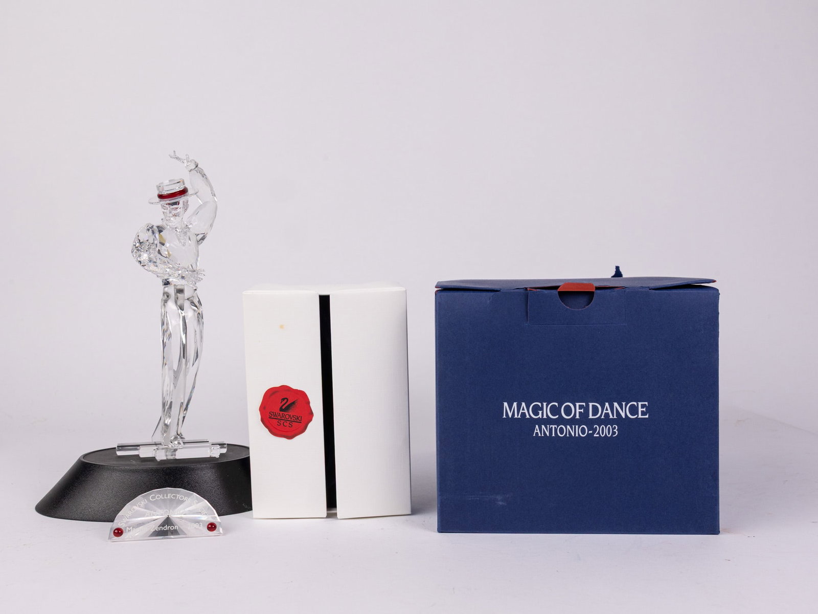 2003 Swarovski Crystal "Magic of Dance" Antonio Figurine IOB: 2003 Swarovski Crystal "Magic of Dance" Antonio Figurine IOB with display stand and plaque Size 8.5" H Literature Brooks Auction – Online Auction Terms & Conditions Contact: (856) 694-2960 |