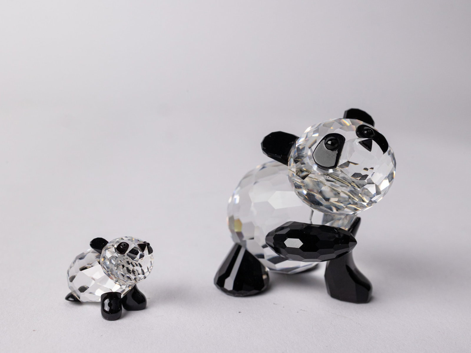 Swarovski Silver Crystal Mother and Baby Panda IOB - 3