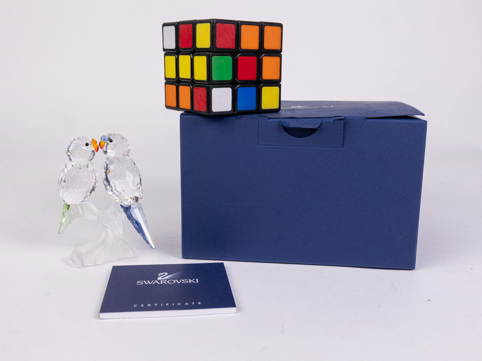 Swarovski Crystal Budgies Parakeets IOB - 2