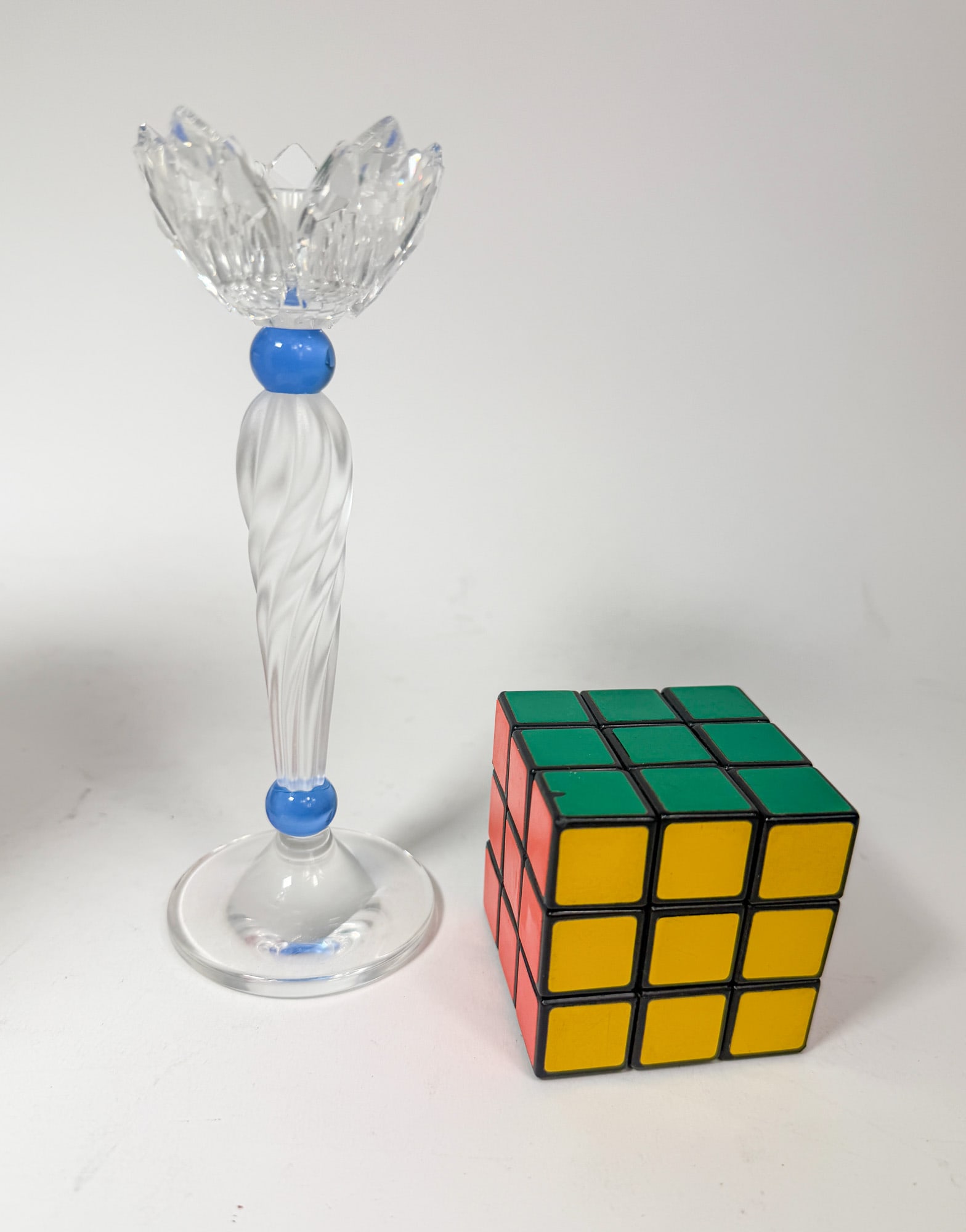 Swarovski Silver Crystal Blue Flower Candleholder IOB - 2