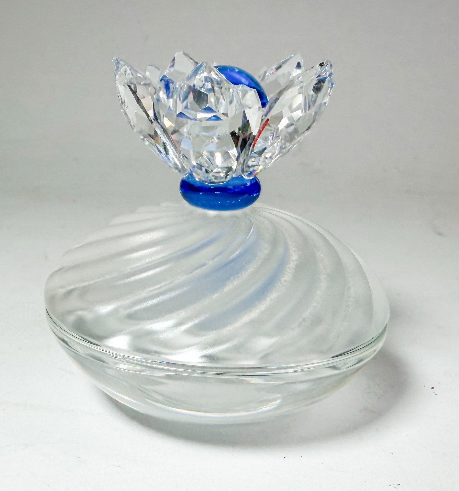 Swarovski Silver Crystal Blue Flower Jewel Box IOB - 2