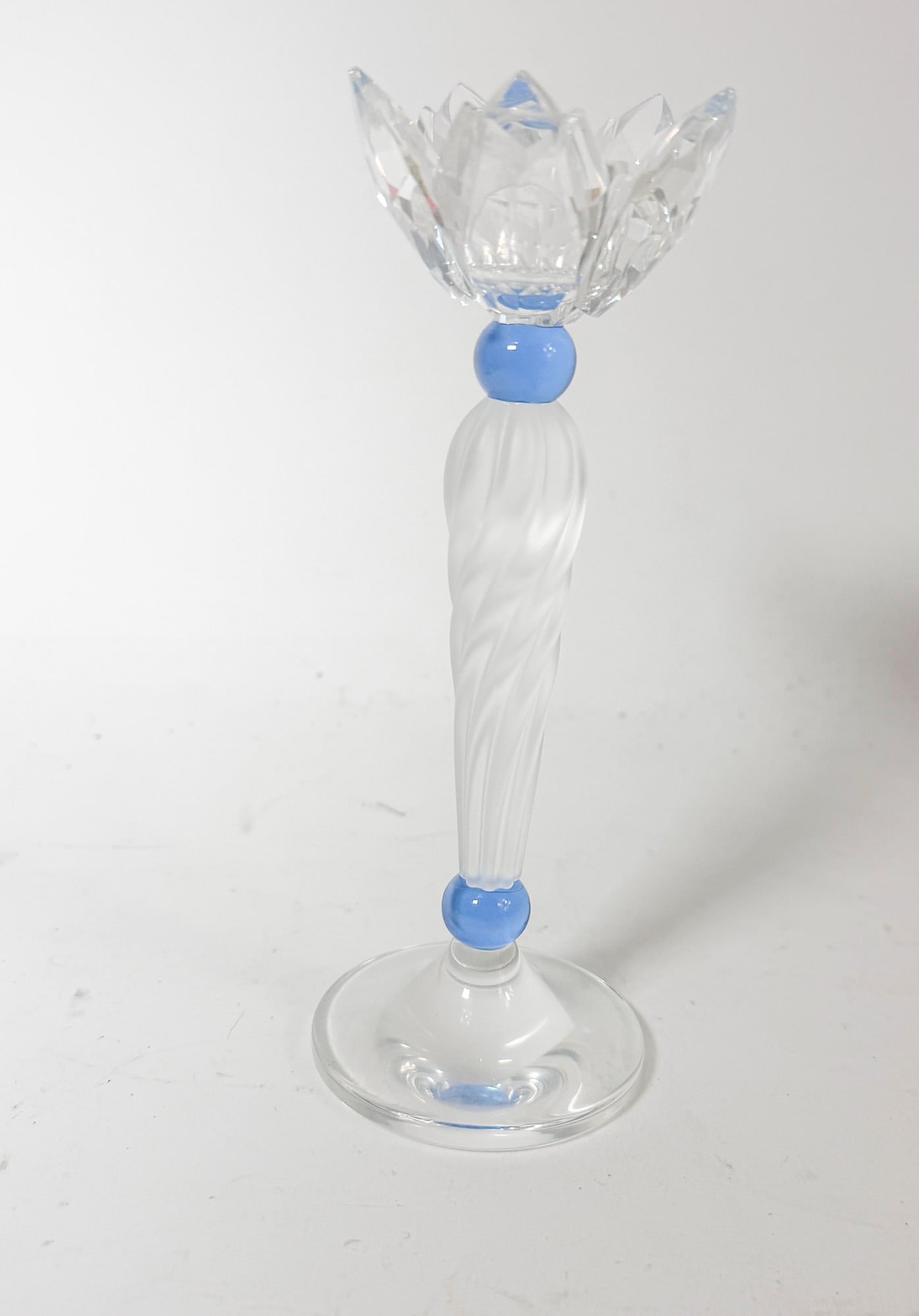 Swarovski Silver Crystal Blue Flower Candleholder IOB - 2