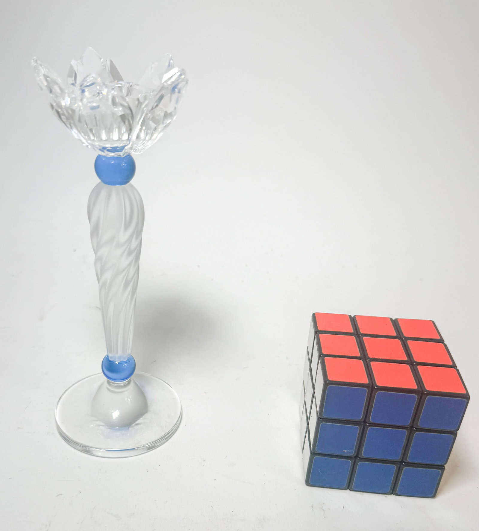 Swarovski Silver Crystal Blue Flower Candleholder IOB - 3