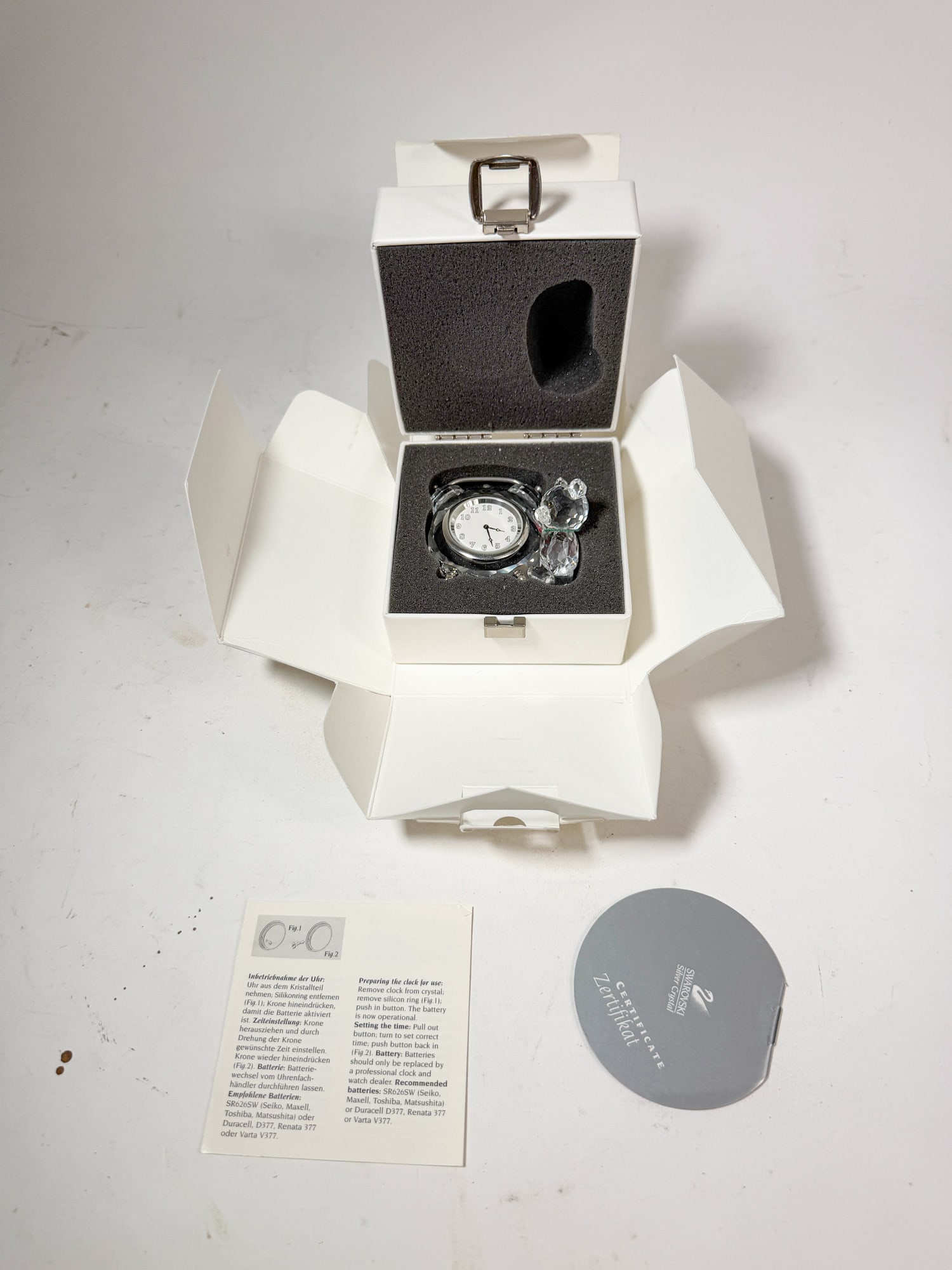 Swarovski Silver Crystal Kris Bear Clock IOB (1 of 3)