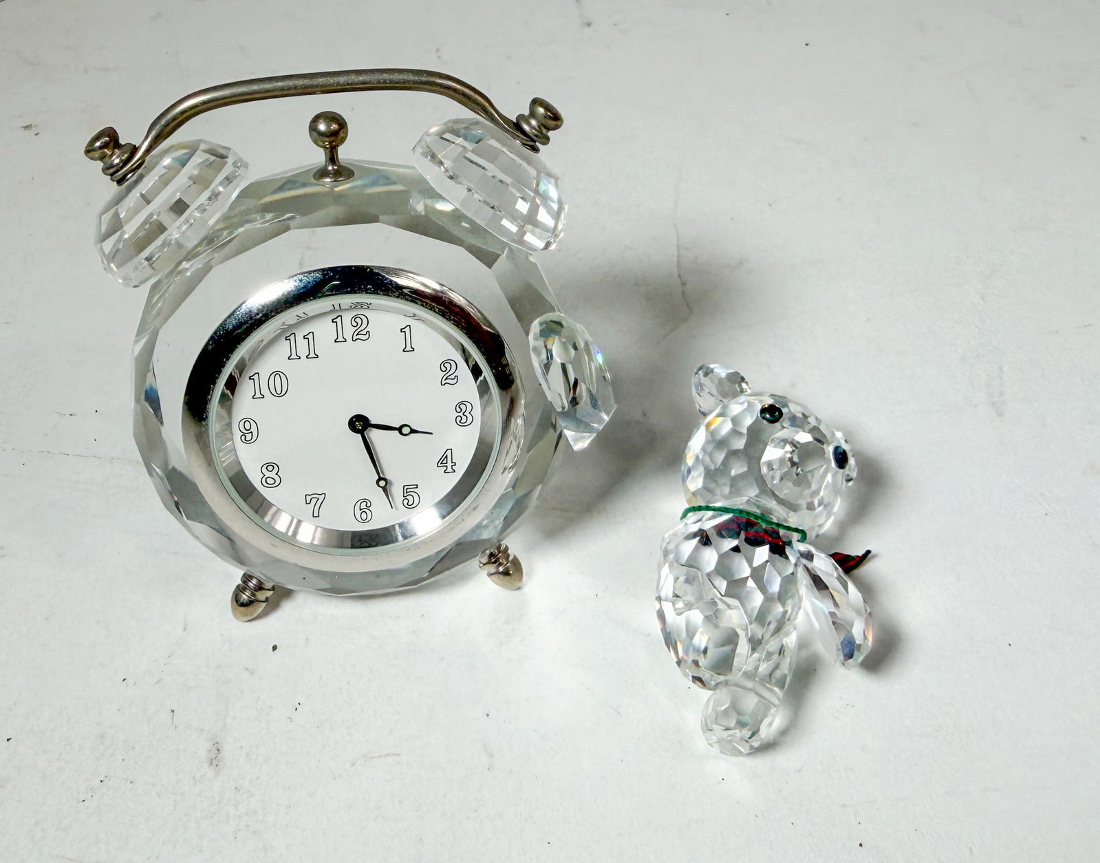 Swarovski Silver Crystal Kris Bear Clock IOB - 2