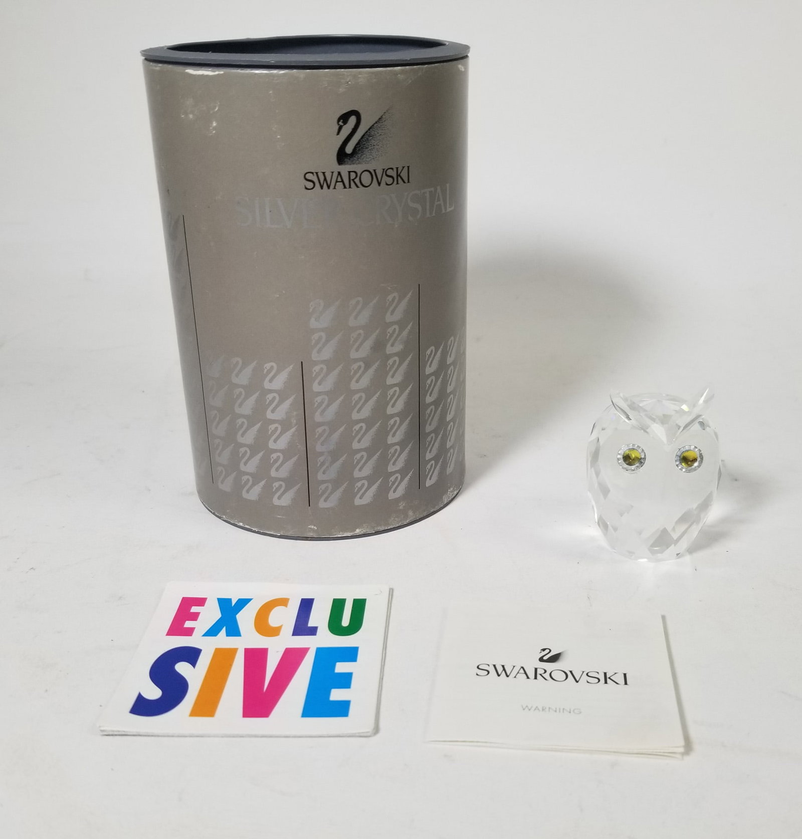 Swarovski Silver Crystal Owl IOB: Swarovski Silver Crystal Owl IOB Size 2" H Literature Brooks Auction – Online Auction Terms & Conditions Contact: (856) 694-2960 | info@brooks.auction READ BEFORE YOU BID: We want you to feel