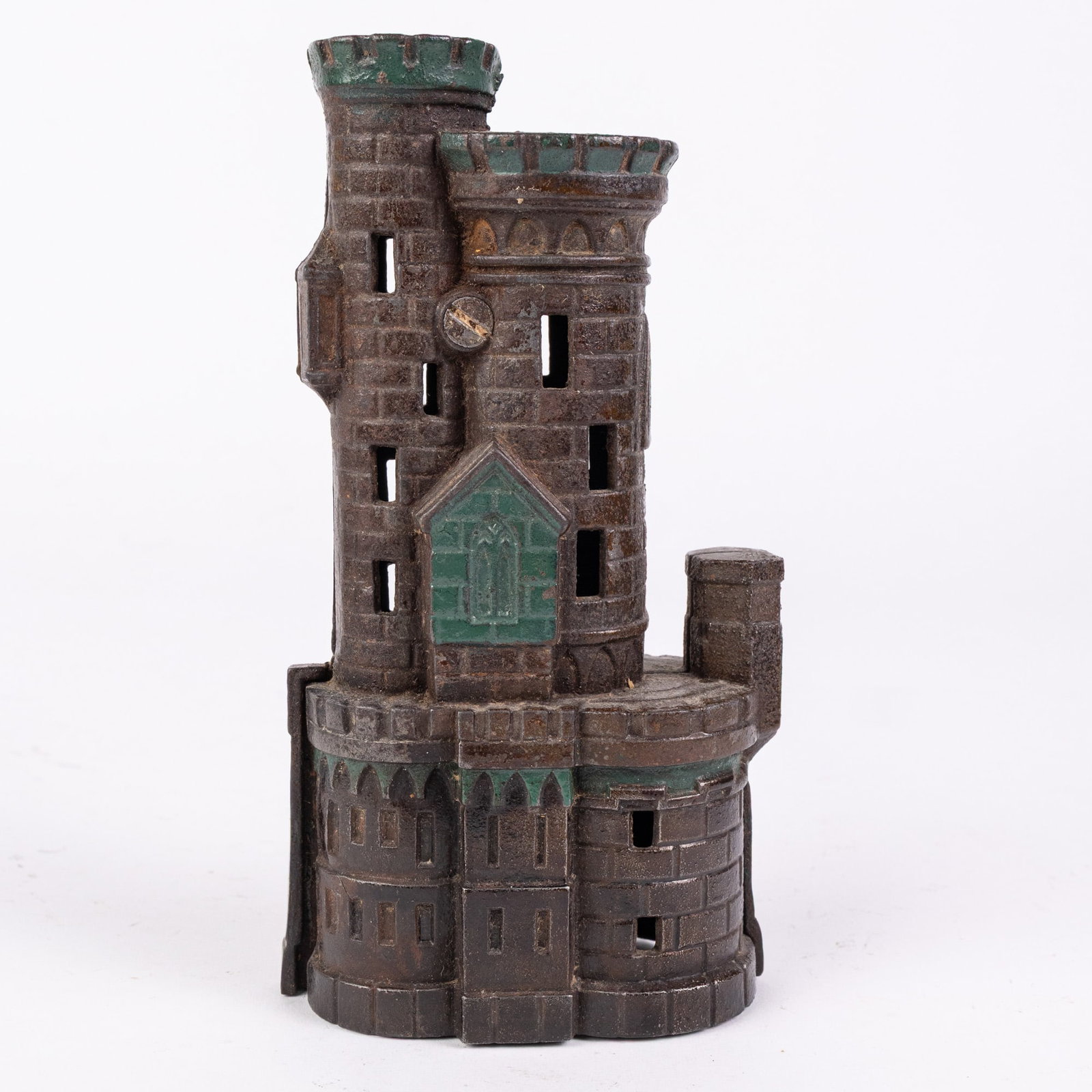Castle with Two Towers Cast Iron Still Bank: Castle with Two Towers Cast Iron Still Bank Size 7" H Literature Brooks Auction – Online Auction Terms & Conditions Contact: (856) 694-2960 | info@brooks.auction READ BEFORE YOU BID: We want