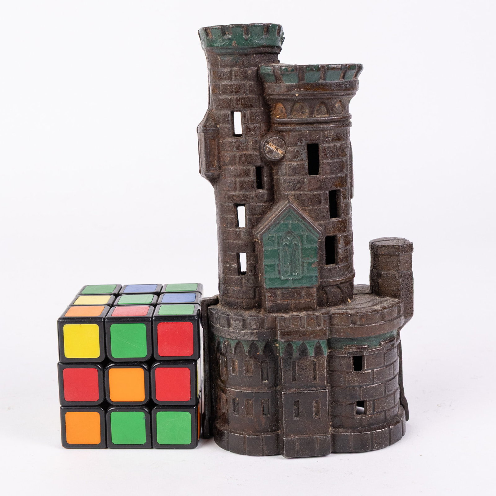 Castle with Two Towers Cast Iron Still Bank - 2