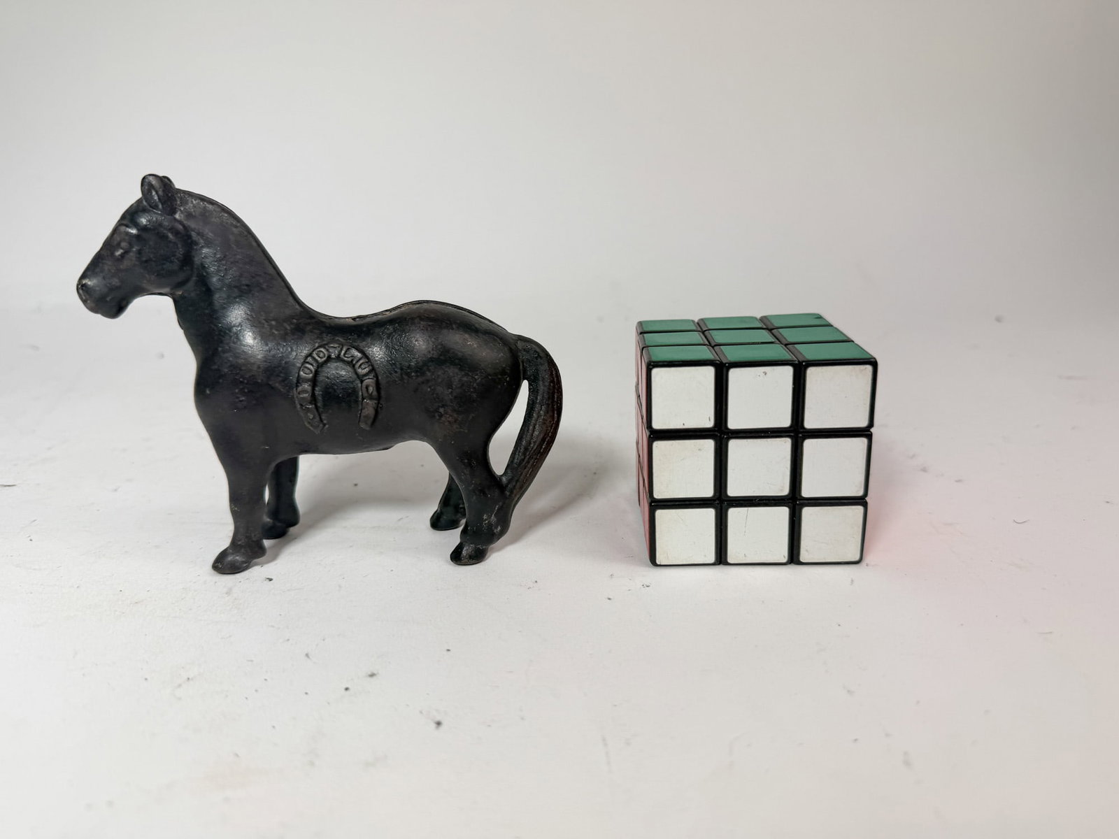 "Good Luck" Cast Iron Horse Bank - 2