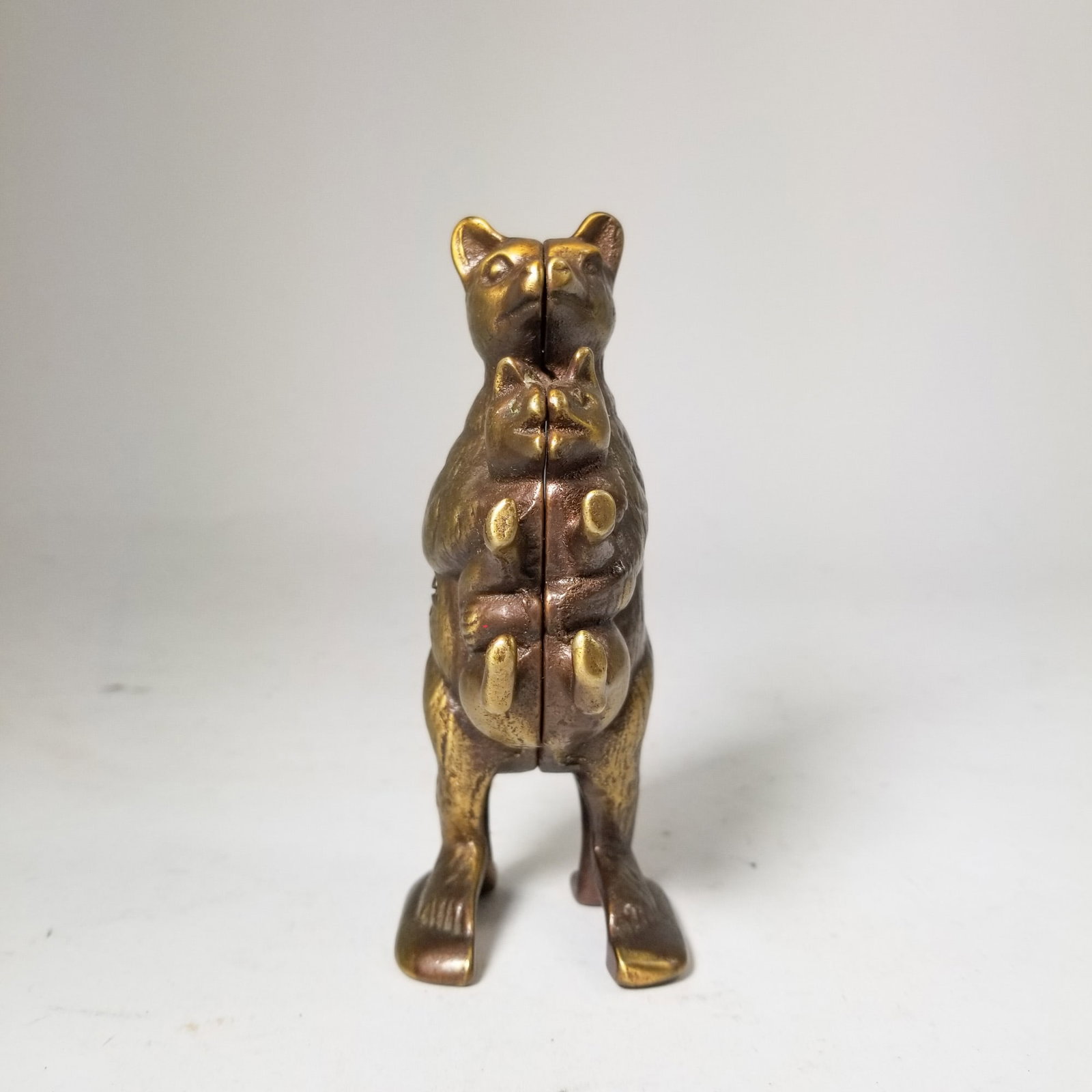 Bear Stealing Pig Brass Toned Still Bank (1 of 4)
