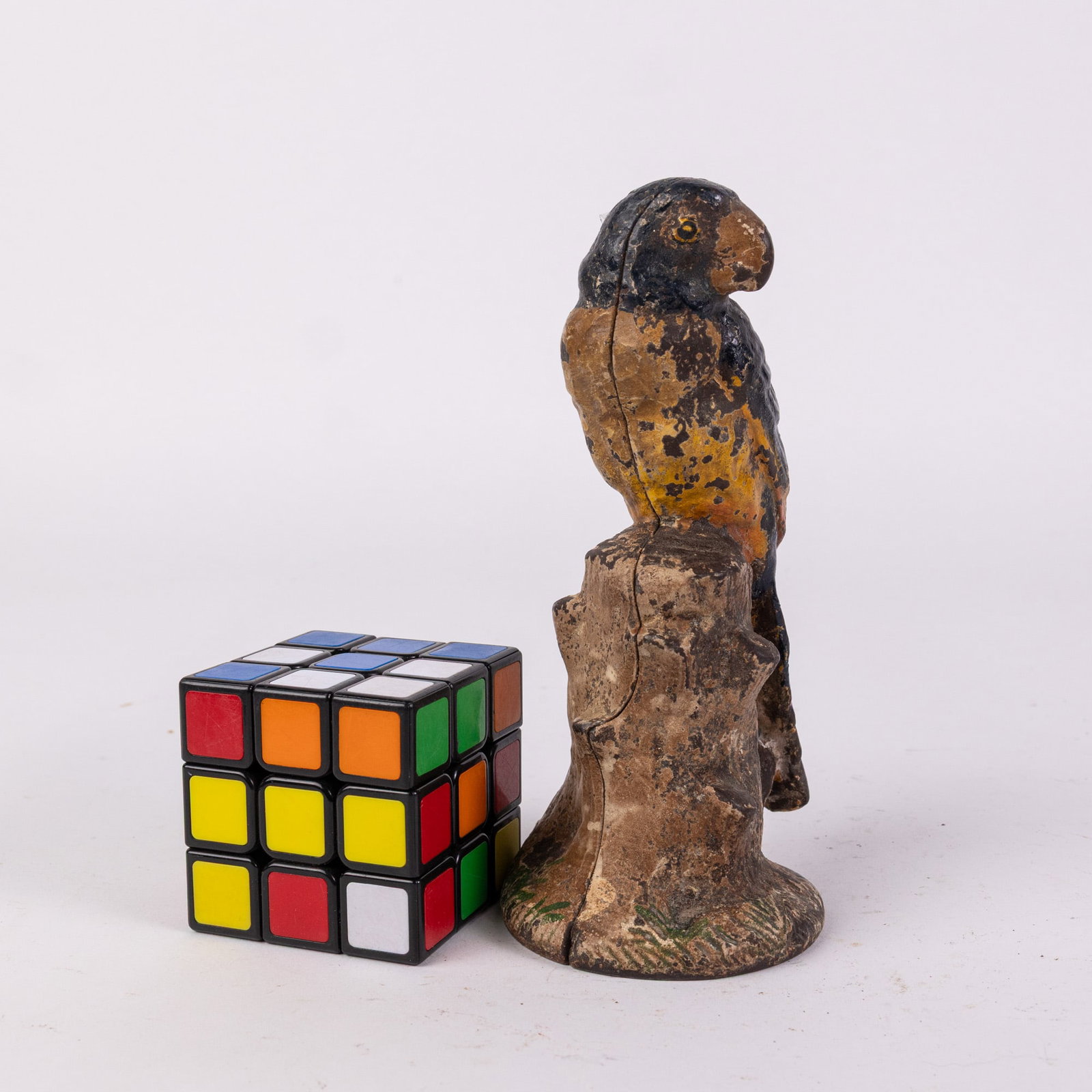 Parrot on Stump Cast Iron Still Bank - 2