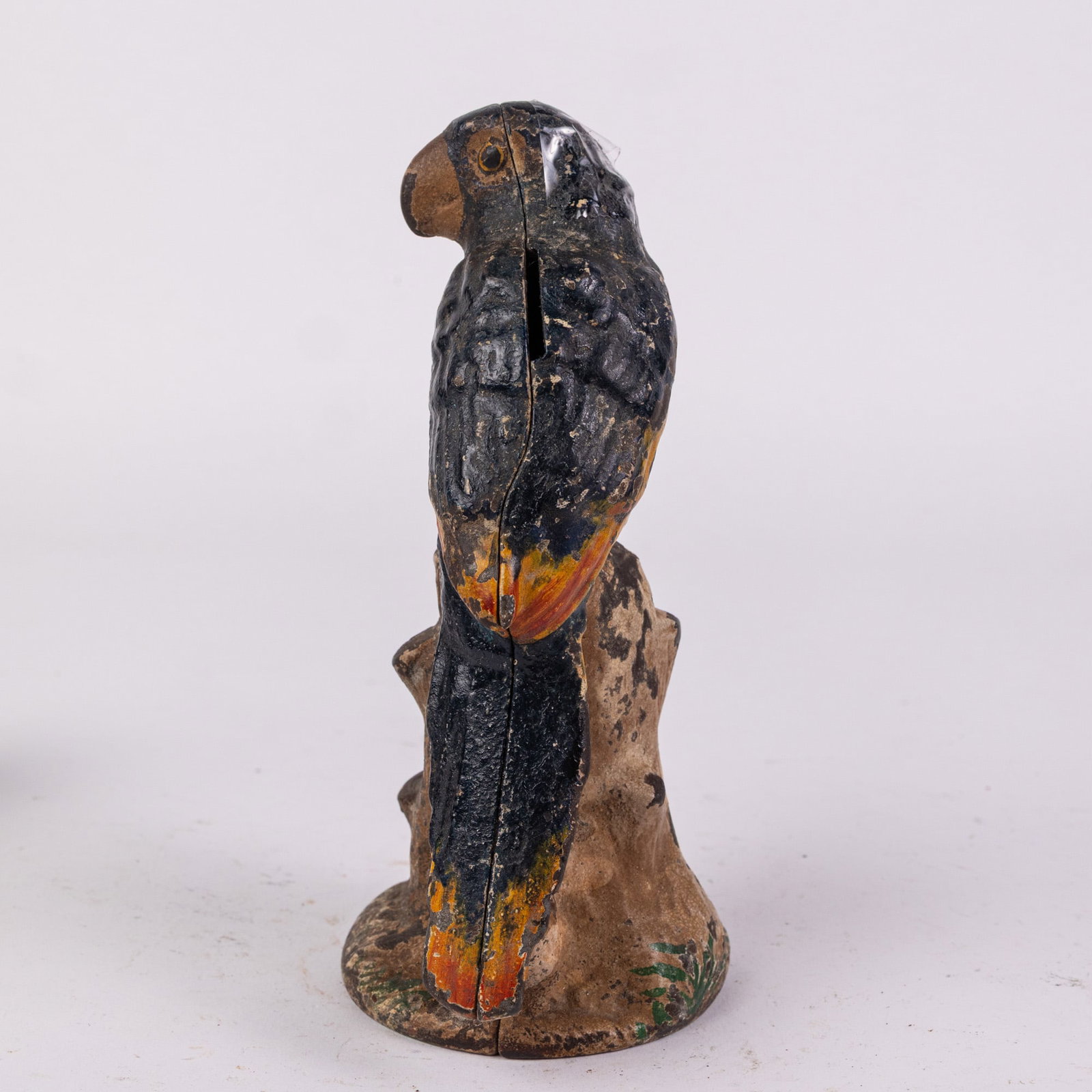 Parrot on Stump Cast Iron Still Bank - 3