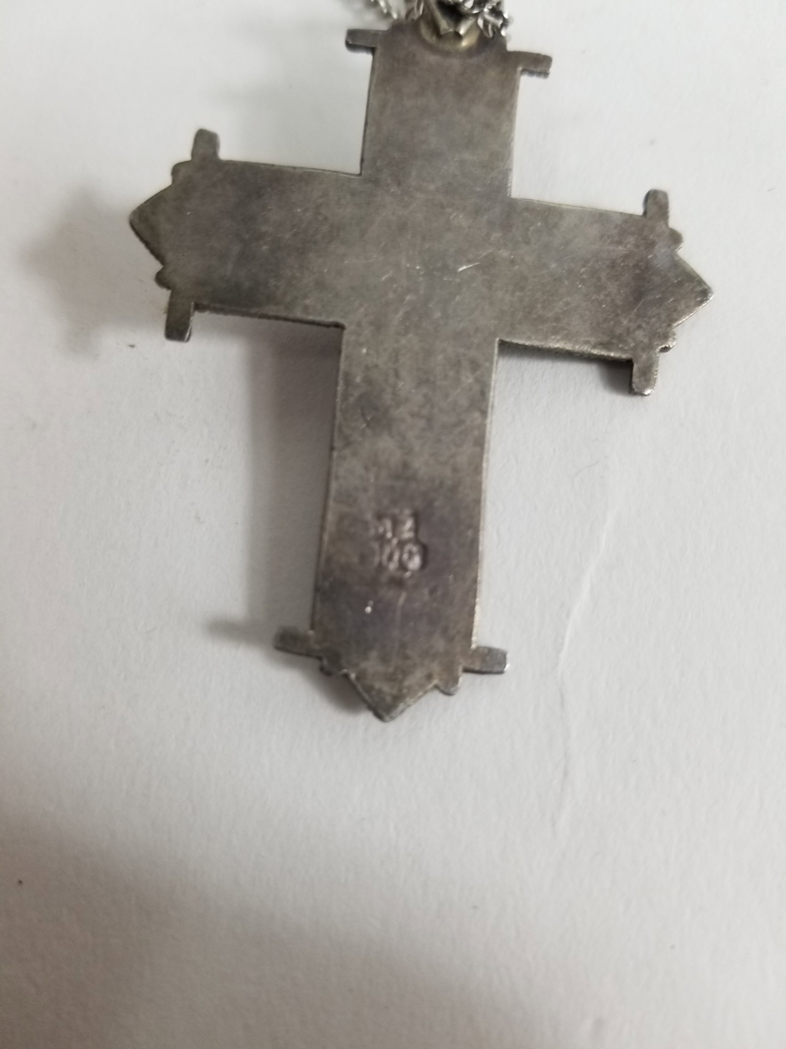 Two Handmade 900 Silver Cross Necklaces (Signed) - 2