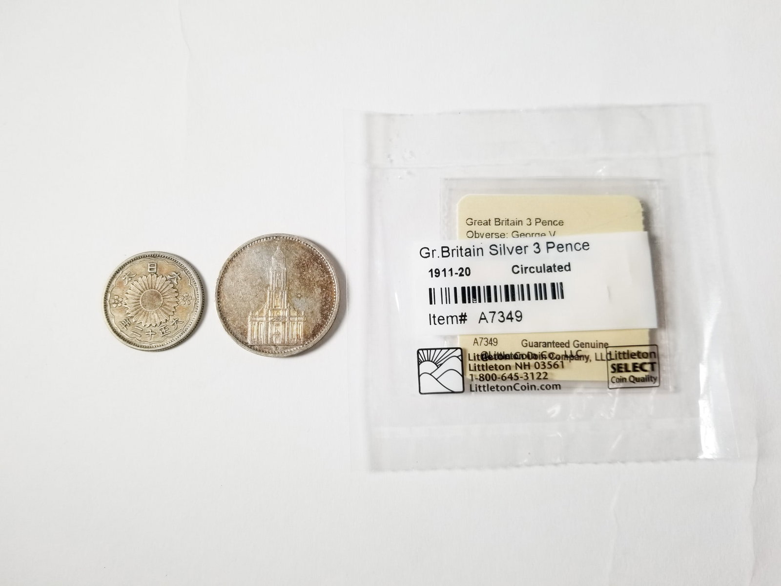 Pre World War II German and Japan Silver Set 2 Coins and Great Britain Silver 3 pence - 3