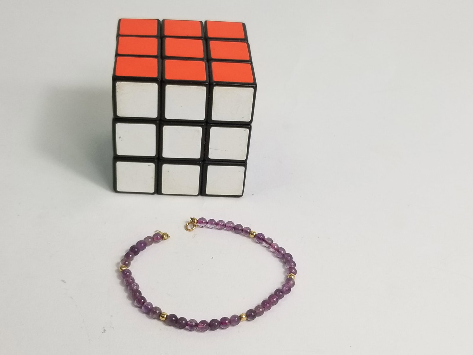 Vintage Purple Stone Bracelet with 14kt Gold Clasp - 2