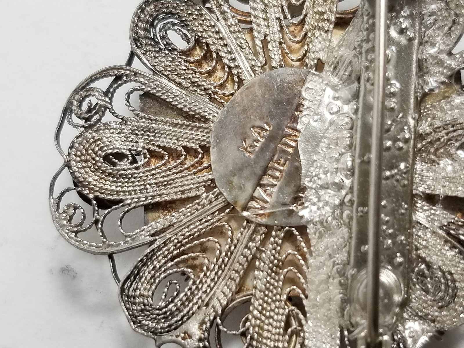 Vintage Siam Sterling Silver Brooch and Earing Set - 4