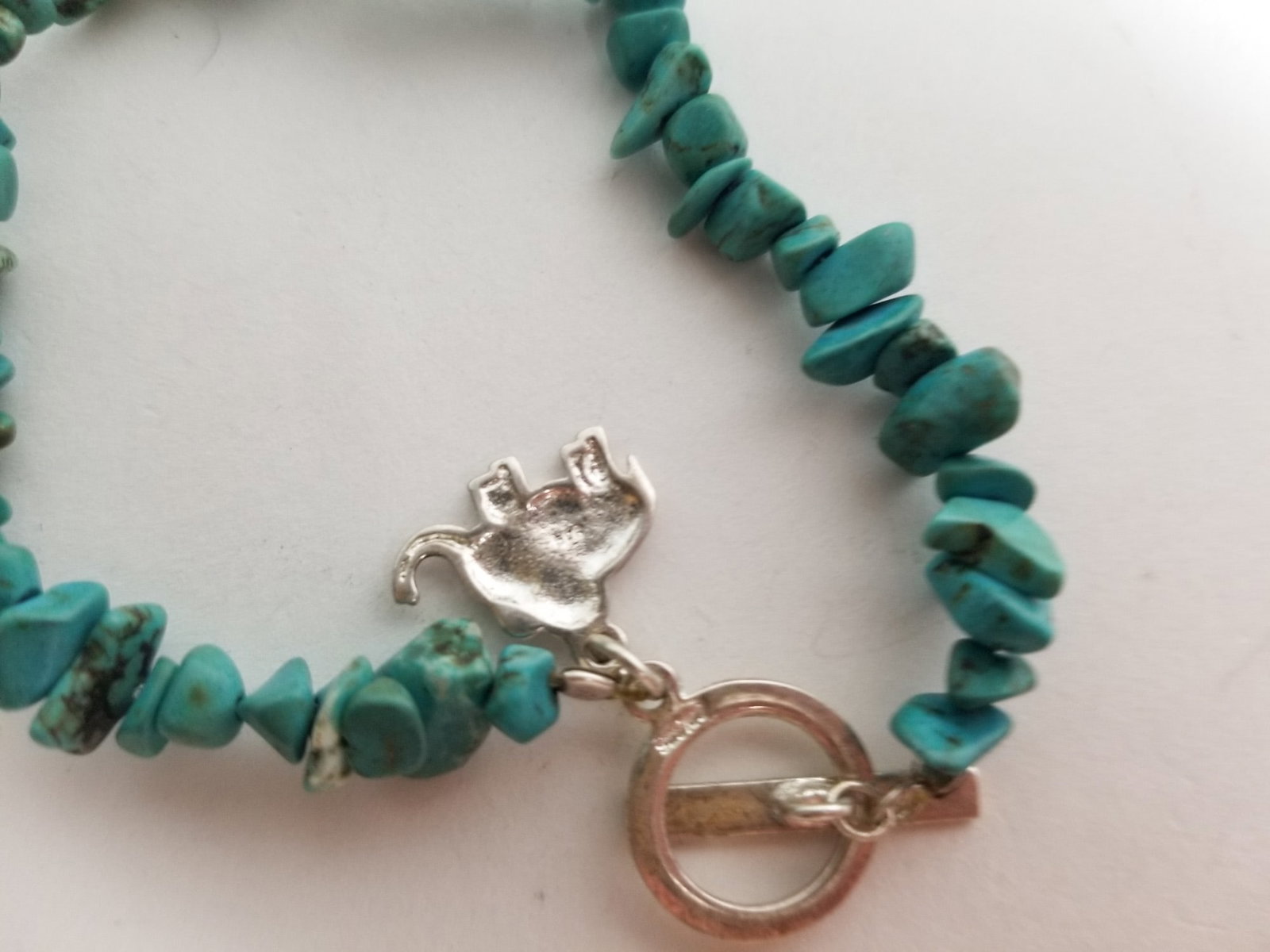 Turquoise Necklace and Bracelet with Sterling Silver Clasps - 3