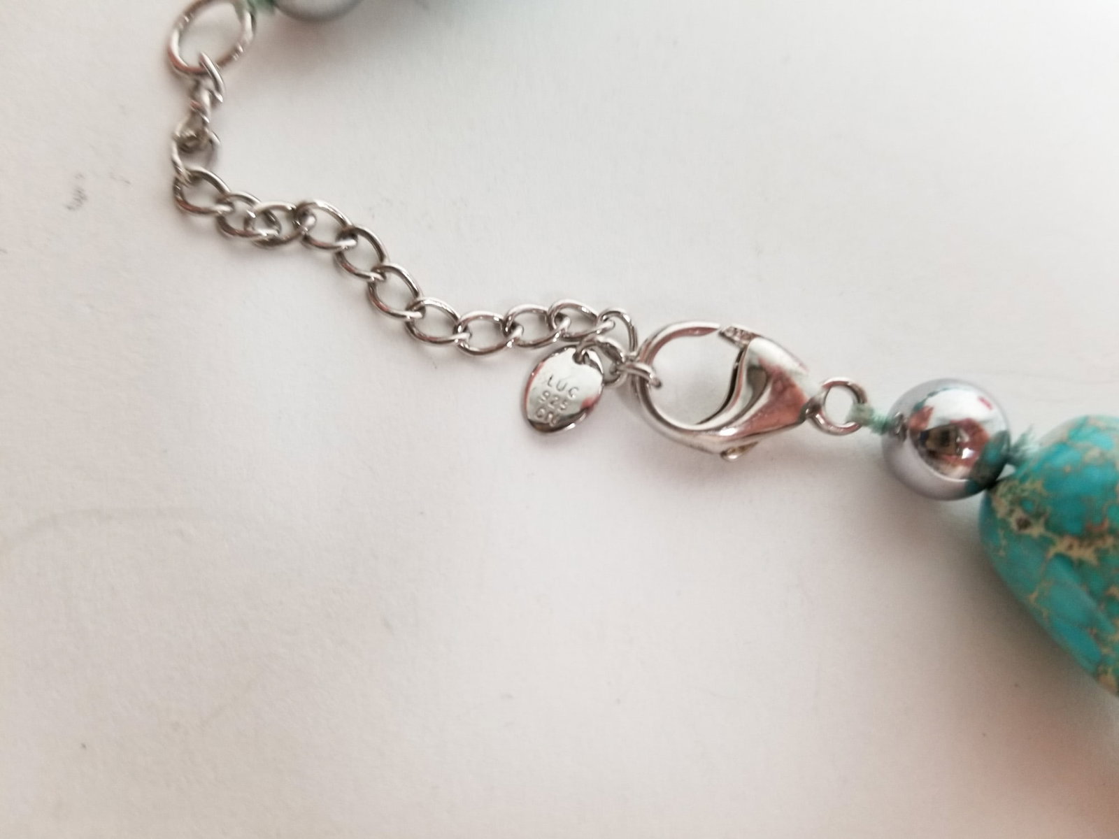Turquoise Necklace and Bracelet with Sterling Silver Clasps - 4