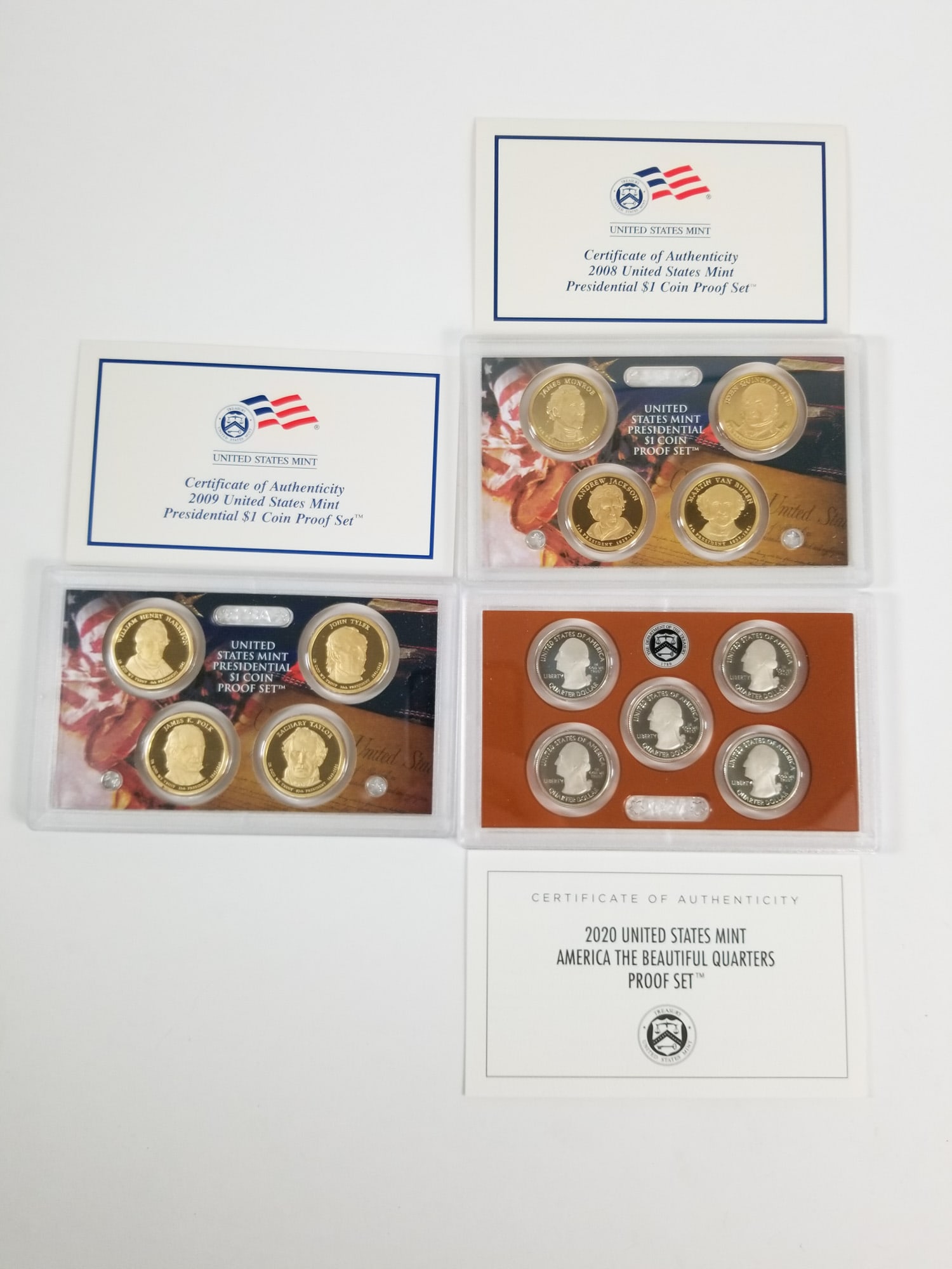 2020 U.S. Mint Proof Set and, 2008-2009 US Mint presidential One Dollar Proofs - 2