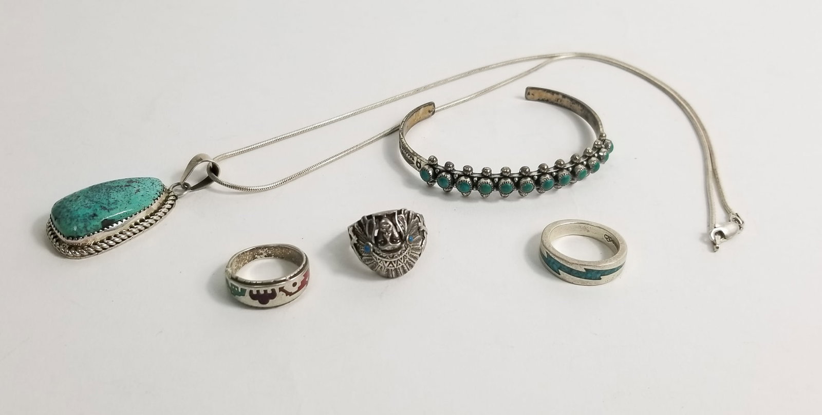 Natural Stone Sterling Silver Jewelry: Natural Stone Sterling Silver Jewelry (3) Size 6 rings, marked sterling, weight 49.5g Literature Brooks Auction – Online Auction Terms & Conditions ——————R