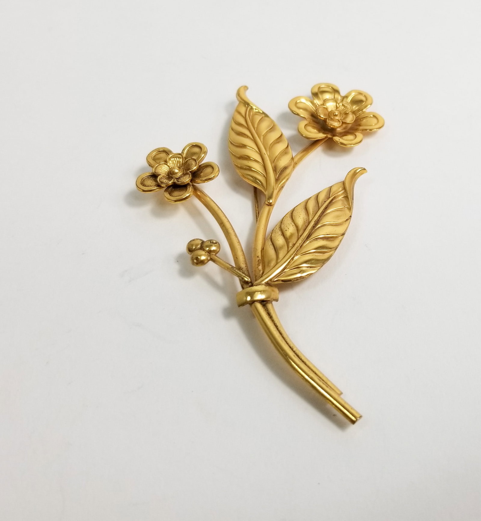 Gold Tone Sterling Silver Coro Vintage flower Brooch (1 of 3)