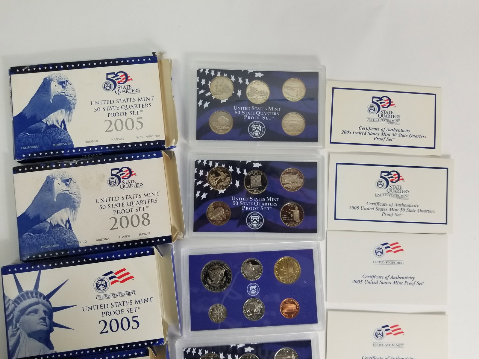 2005/2006 United States Proof Set and 2005, 2006, and 2008 Fifty State Quarter proof Set - 2