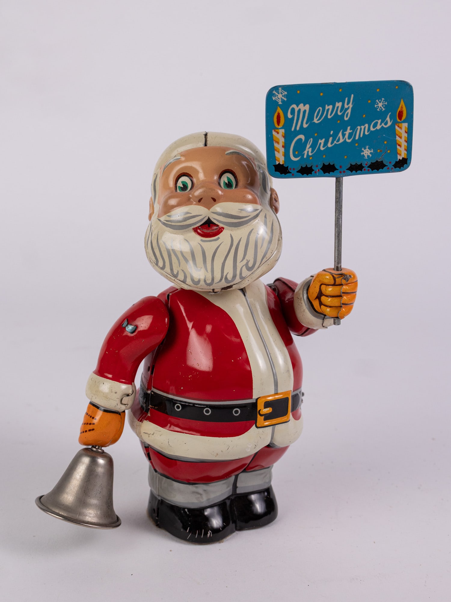 Vintage Wind-Up Tin Litho Nomura TN Bell Ringer Santa Claus (1 of 6)